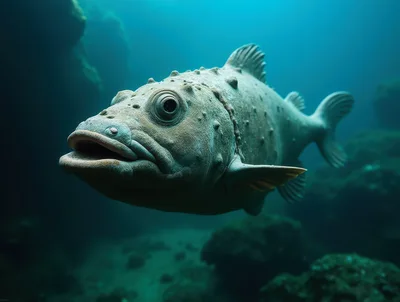 Close Up Of A Textured Rockfish Underwater