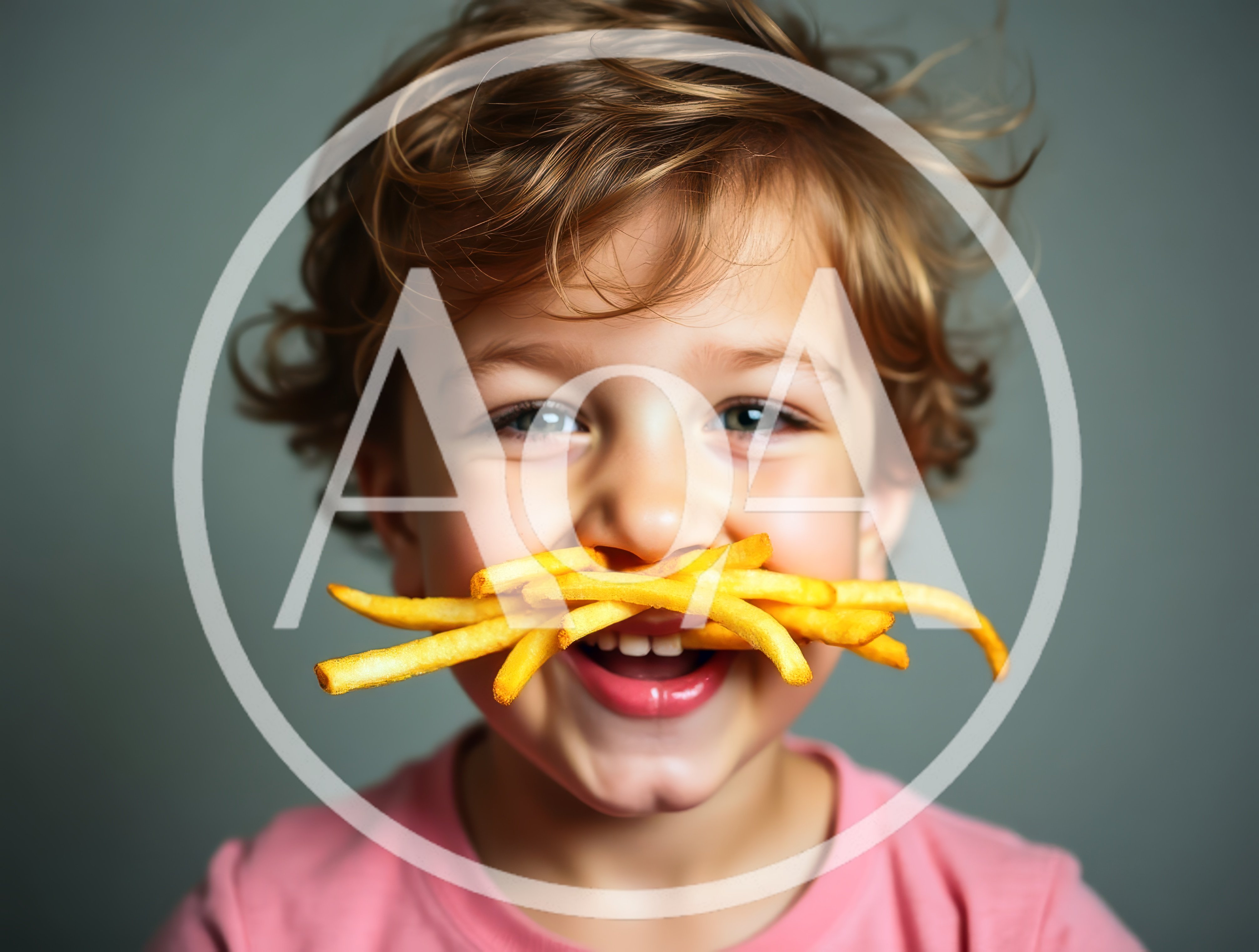 Happy Child Playing With French Fries As A Mustache