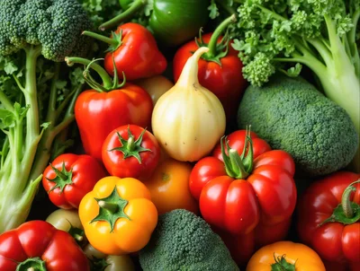 Fresh Assorted Vegetables Including Broccoli And Bell Peppers