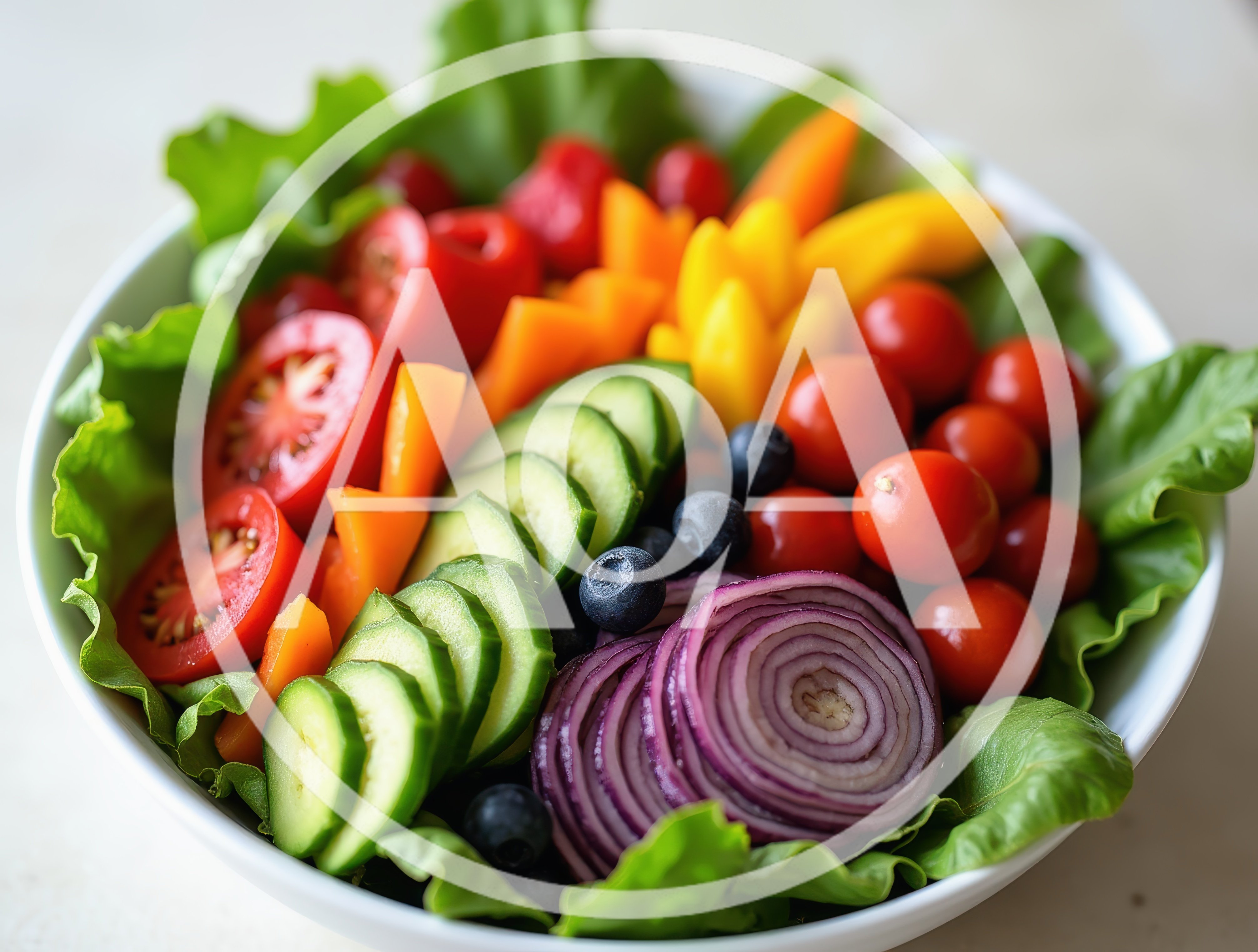 Fresh Vegetable Salad Bowl With Tomatoes And Cucumbers