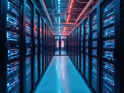 Modern Data Center Server Room Corridor