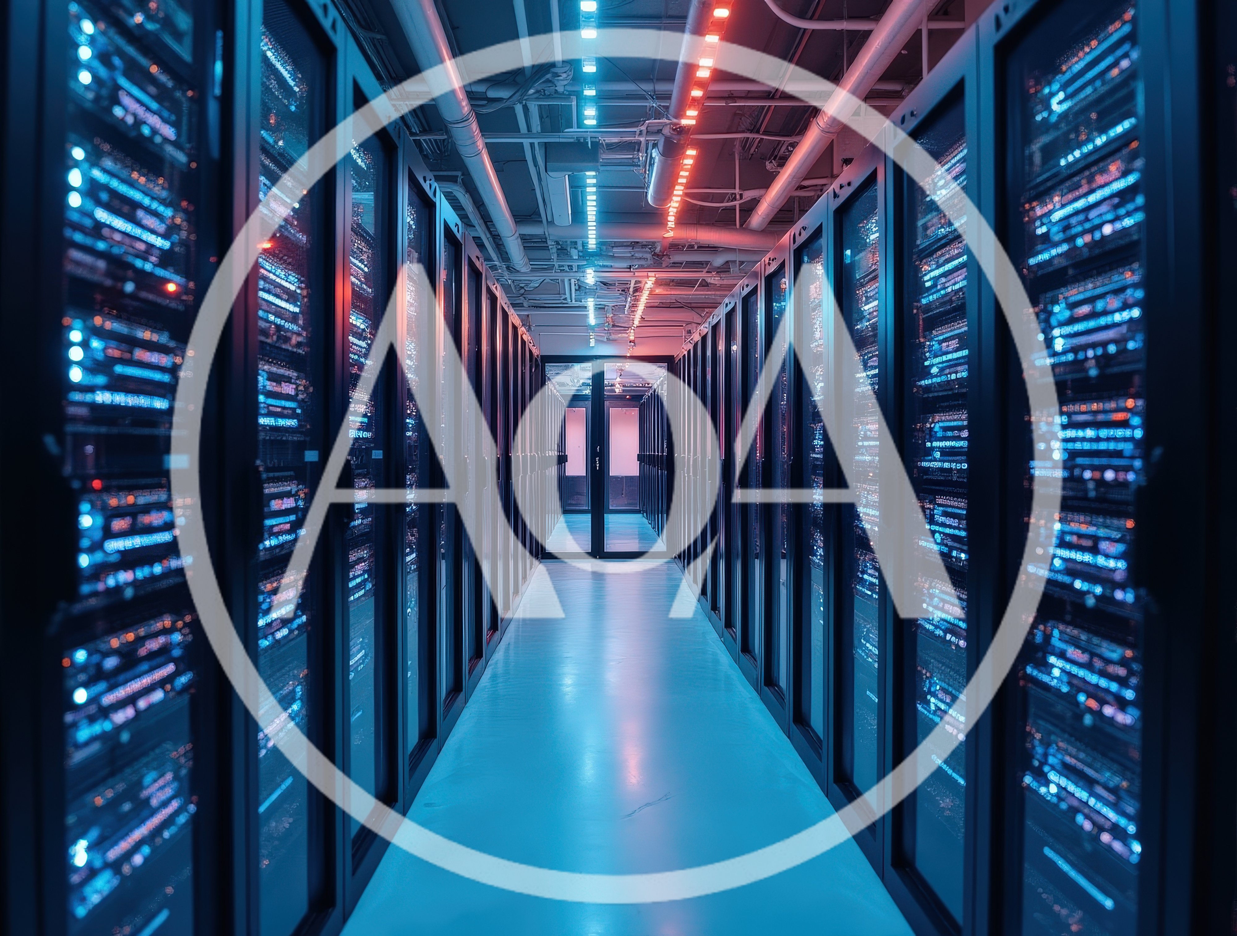 Modern Data Center Server Room Corridor