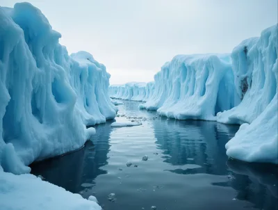 Majestic Iceberg Channel In The Arctic Ocean