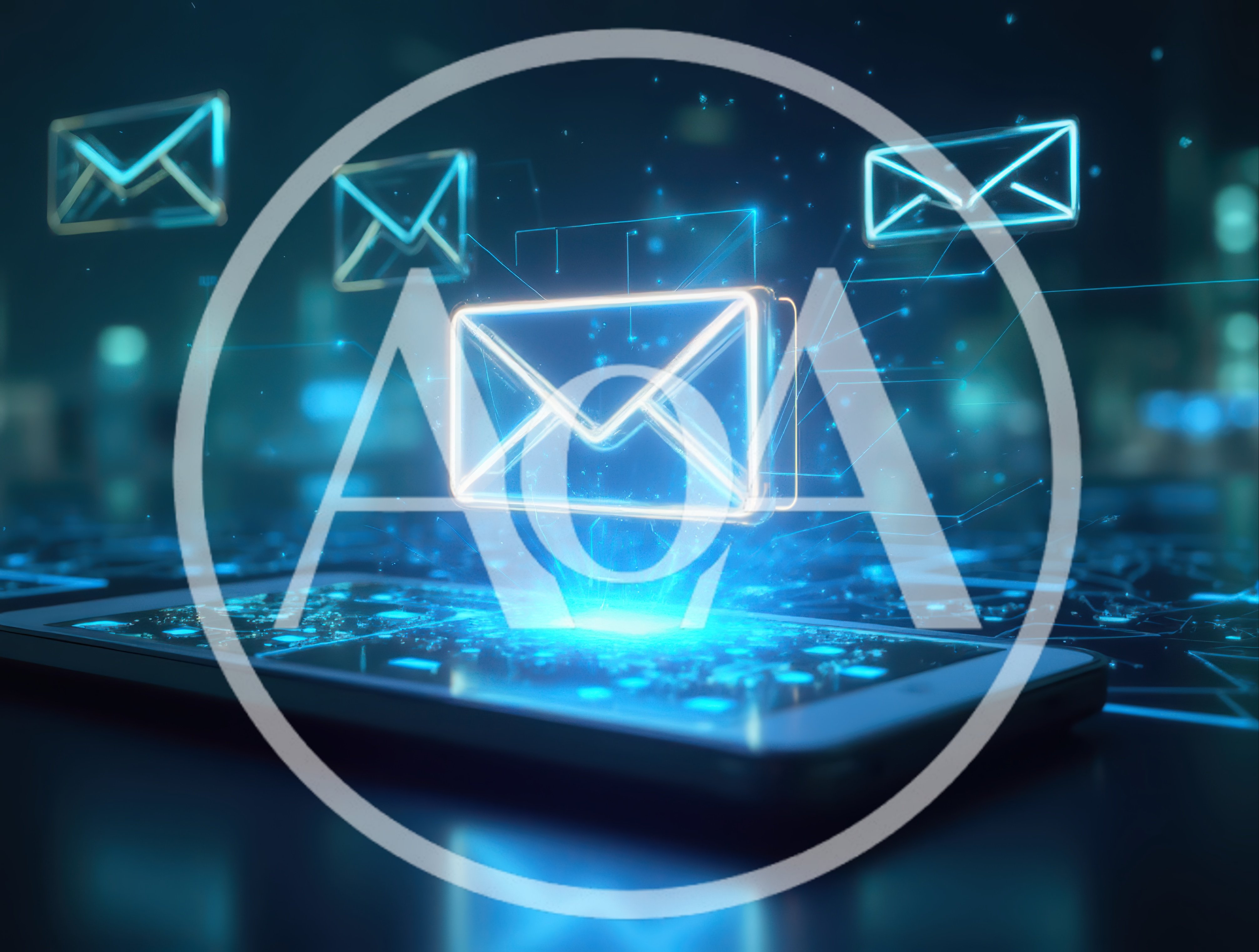 Digital Email Icons Floating Above Smartphone Screen