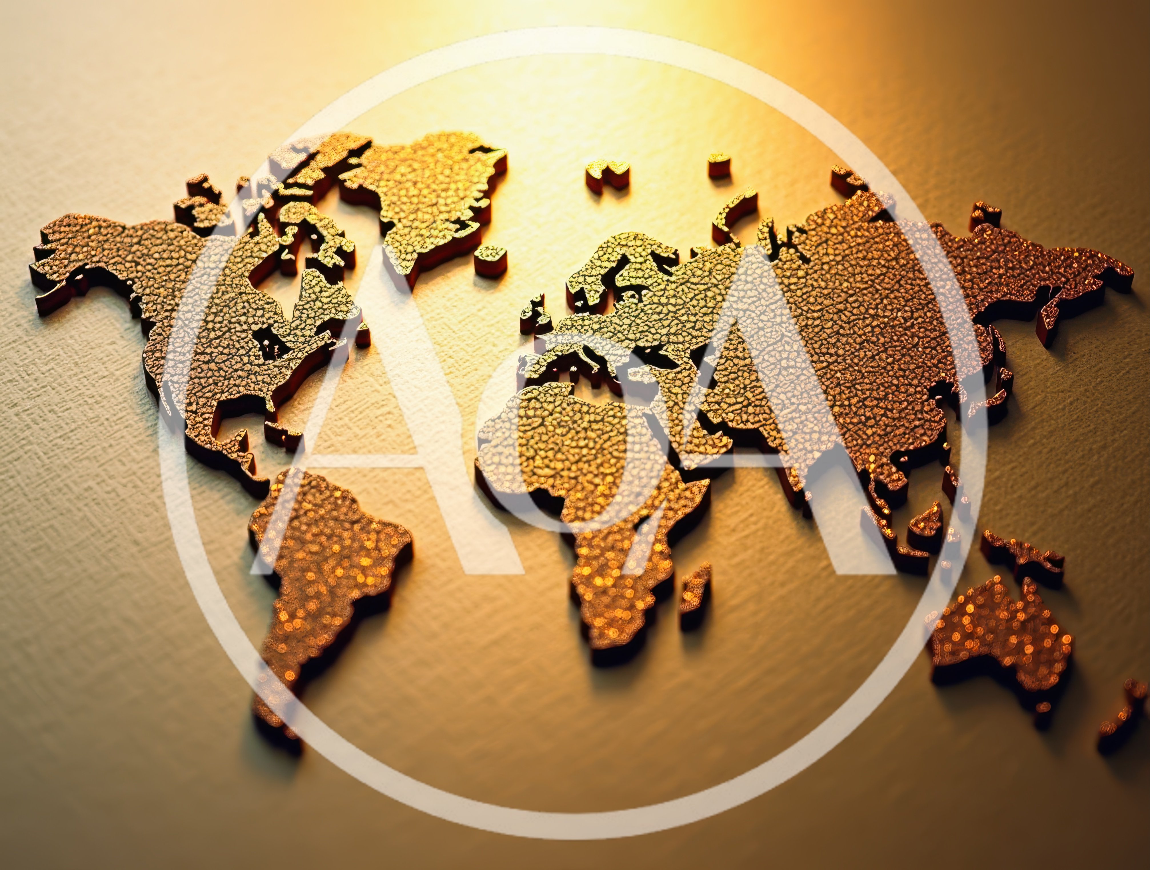 3D Textured Golden World Map Illustration