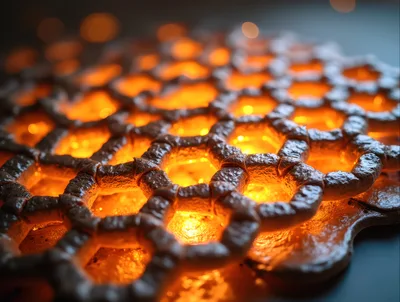 Glowing Molten Metal Honeycomb Lattice Structure