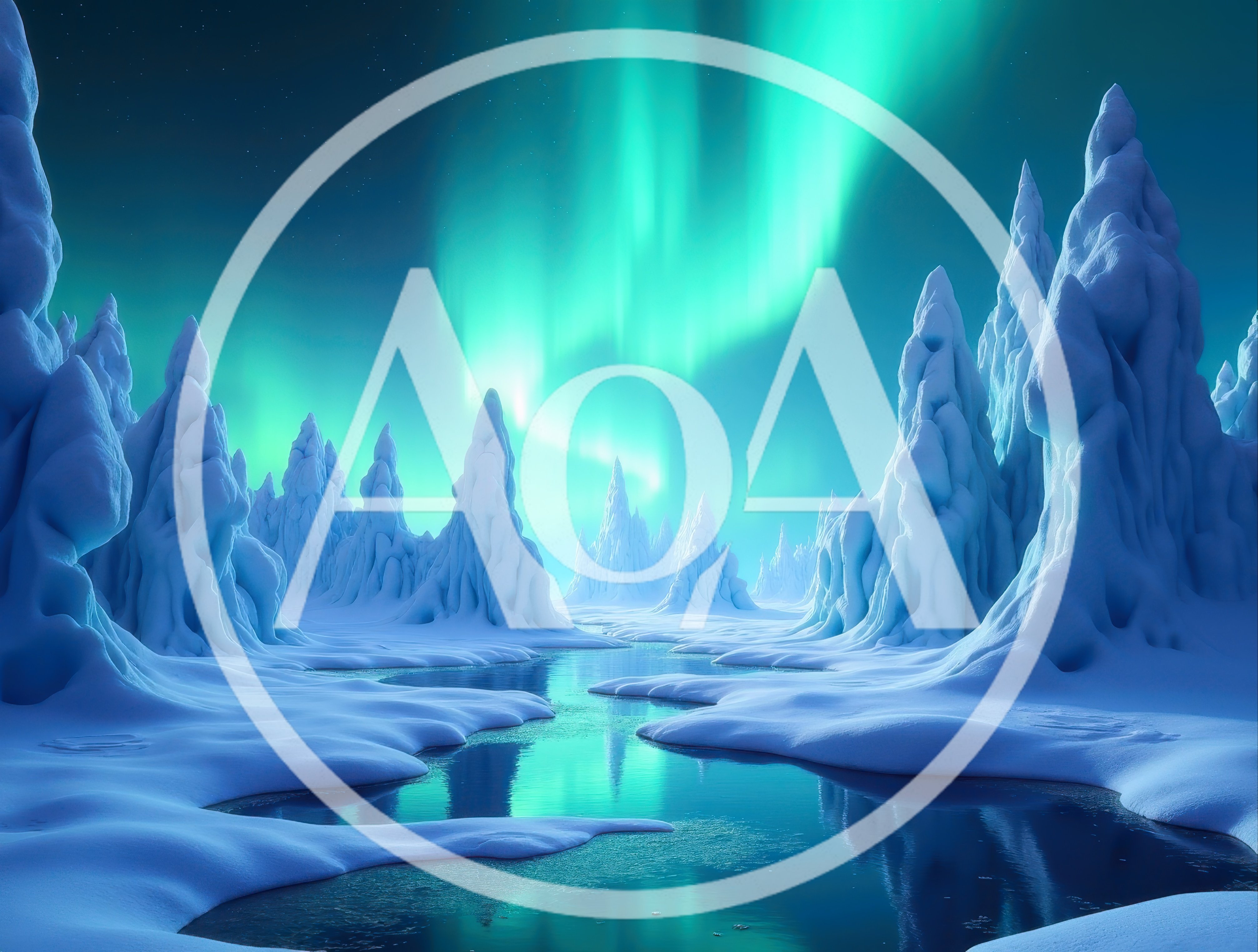 Frozen Arctic Landscape With Aurora Borealis