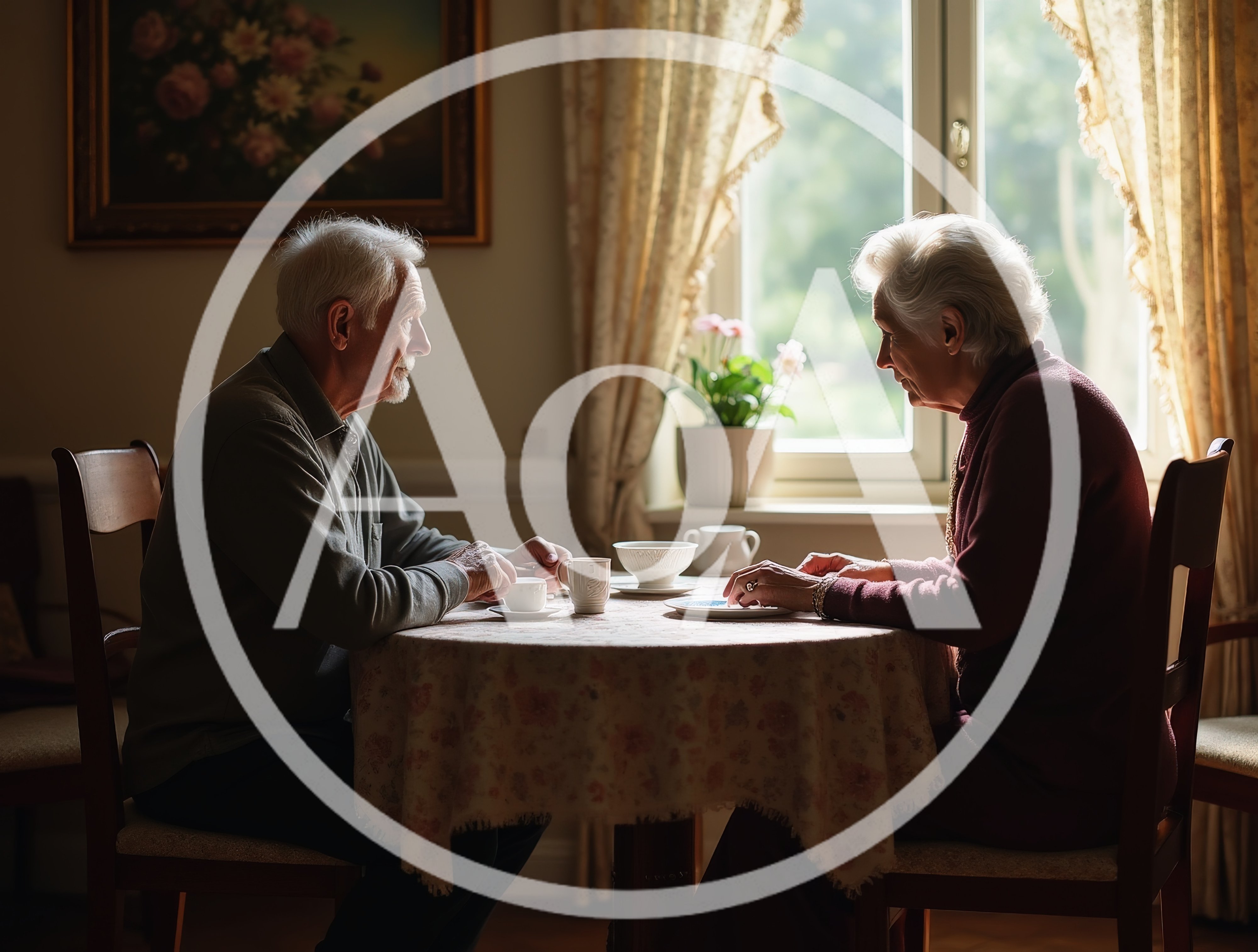 Elderly Couple Having Coffee At Home