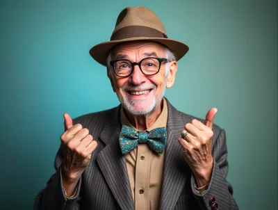 Happy Elderly Man Giving Double Thumbs Up