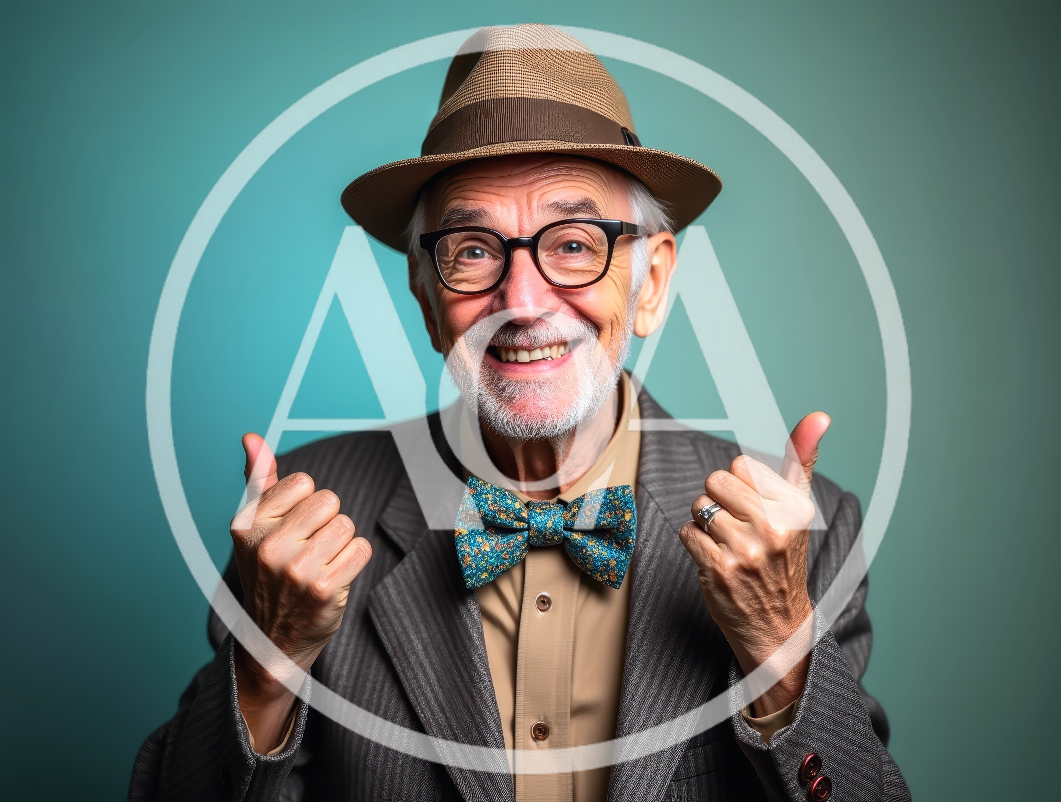 Happy Elderly Man Giving Double Thumbs Up
