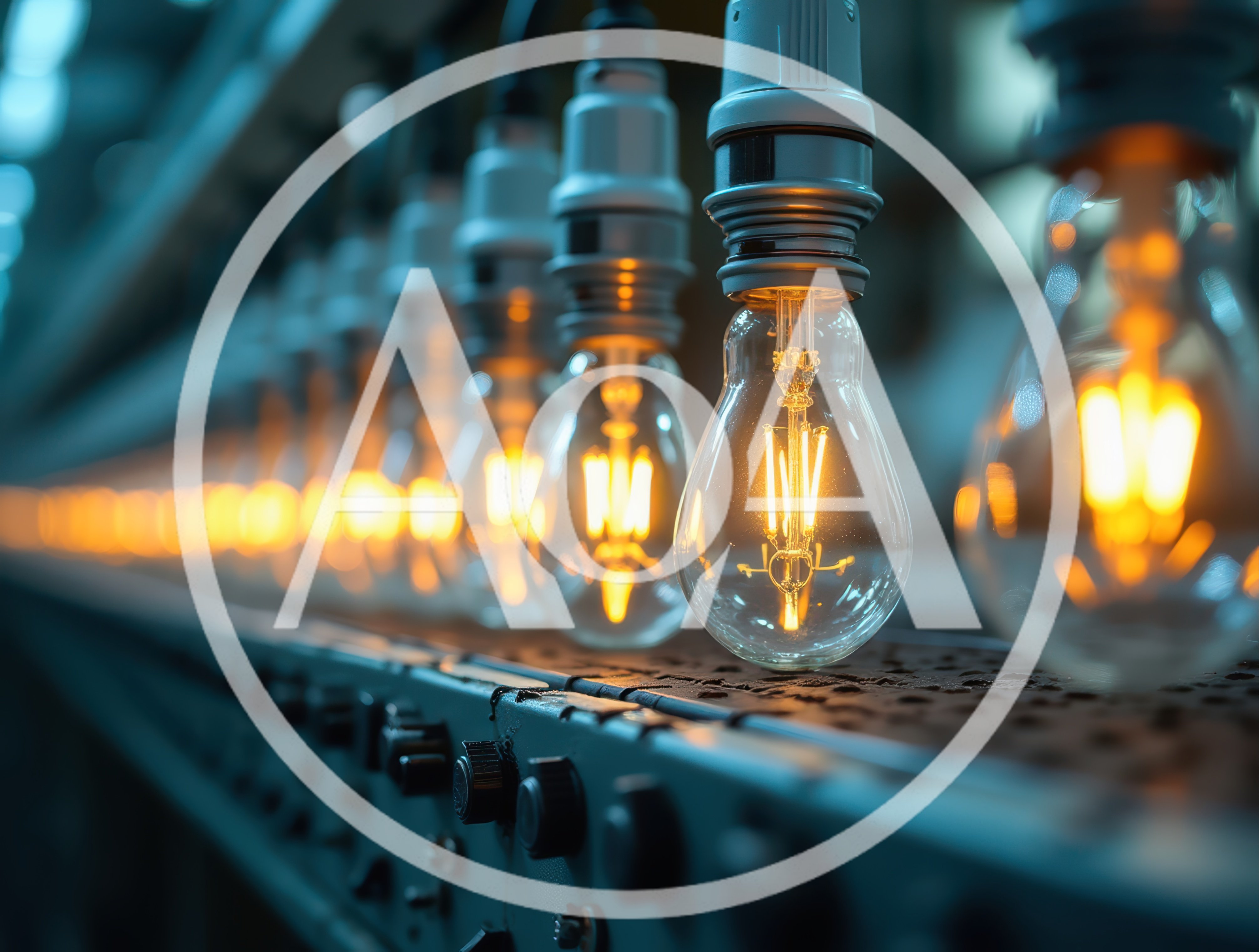 Light Bulbs Moving Along An Industrial Assembly Line