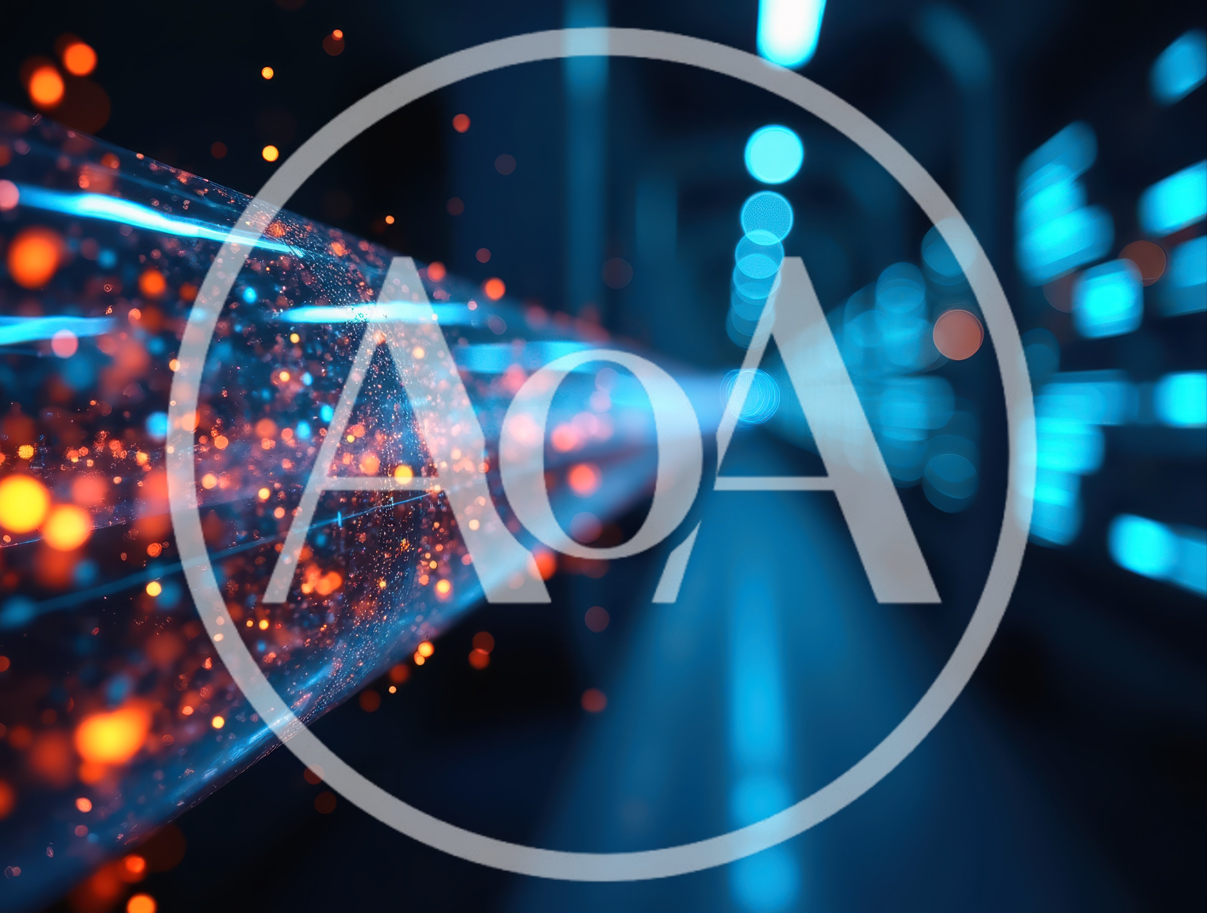 Digital Data Stream Flowing Through Fiber Optic Cable
