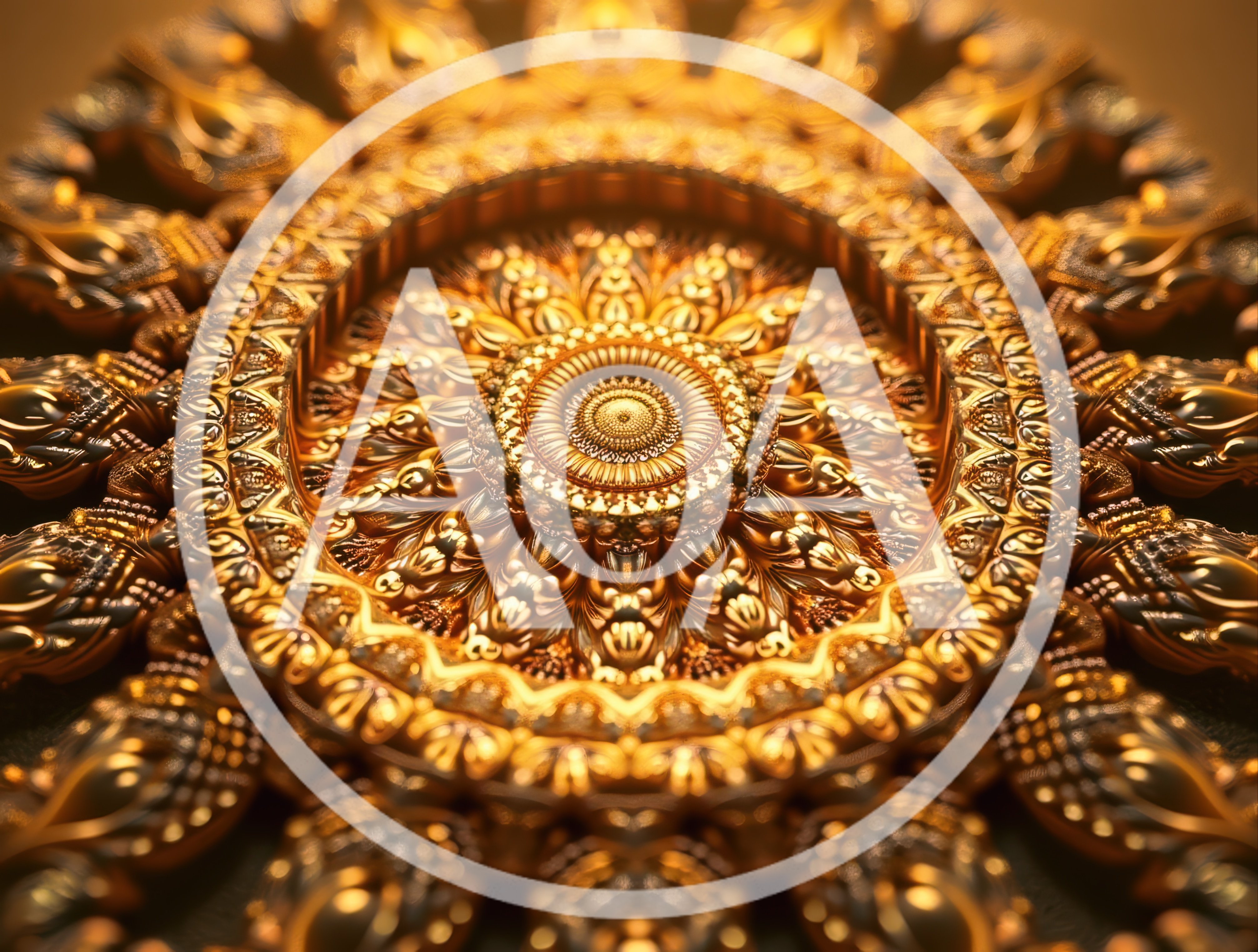 Intricate Golden Mandala Ornament With Radial Symmetry