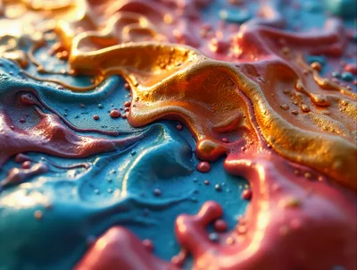Abstract Macro View Of Swirling Liquid Paint Textures