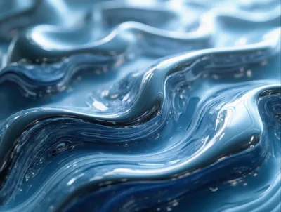 Abstract Blue Liquid Swirls And Waves
