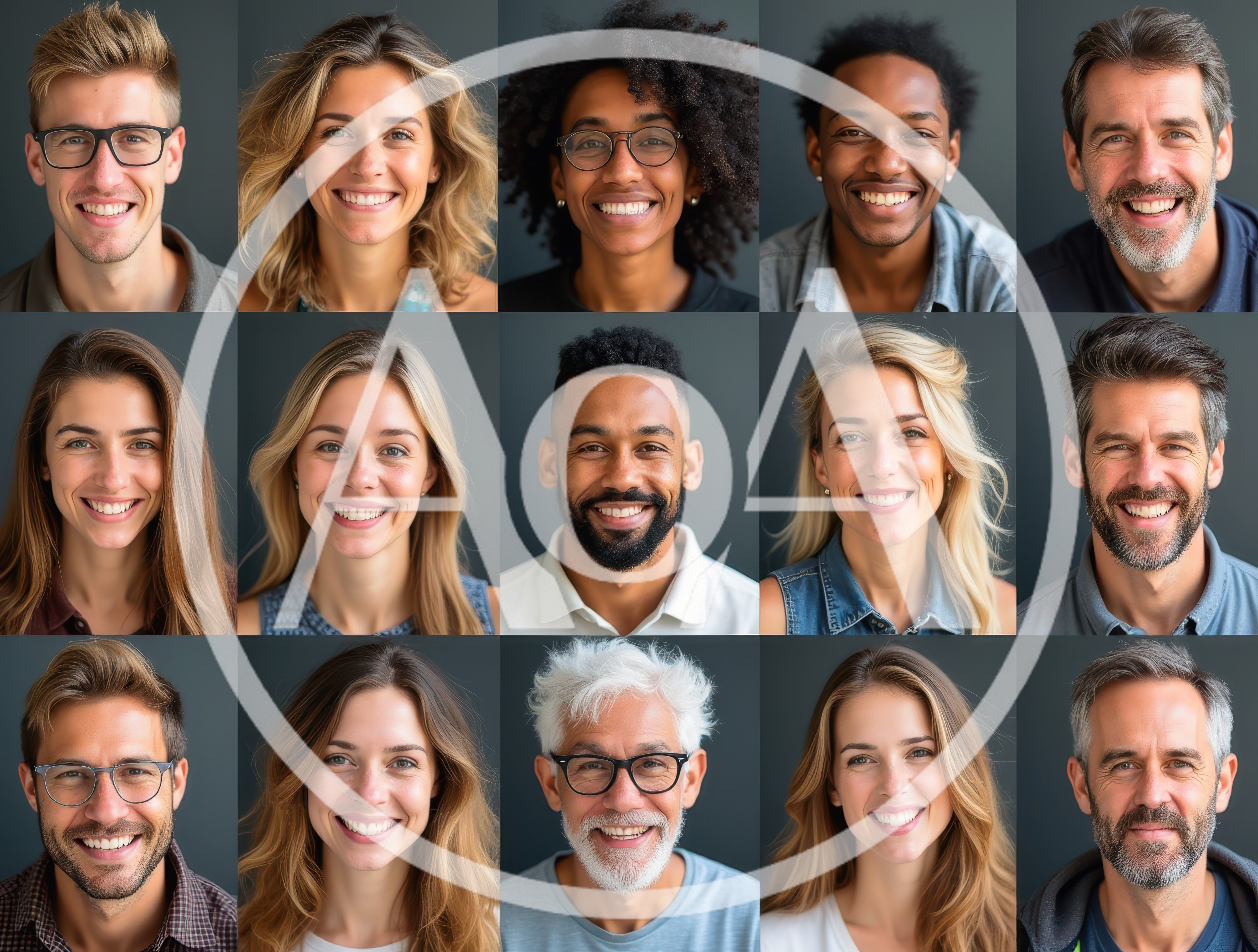 Diverse Group Of Smiling People Portraits