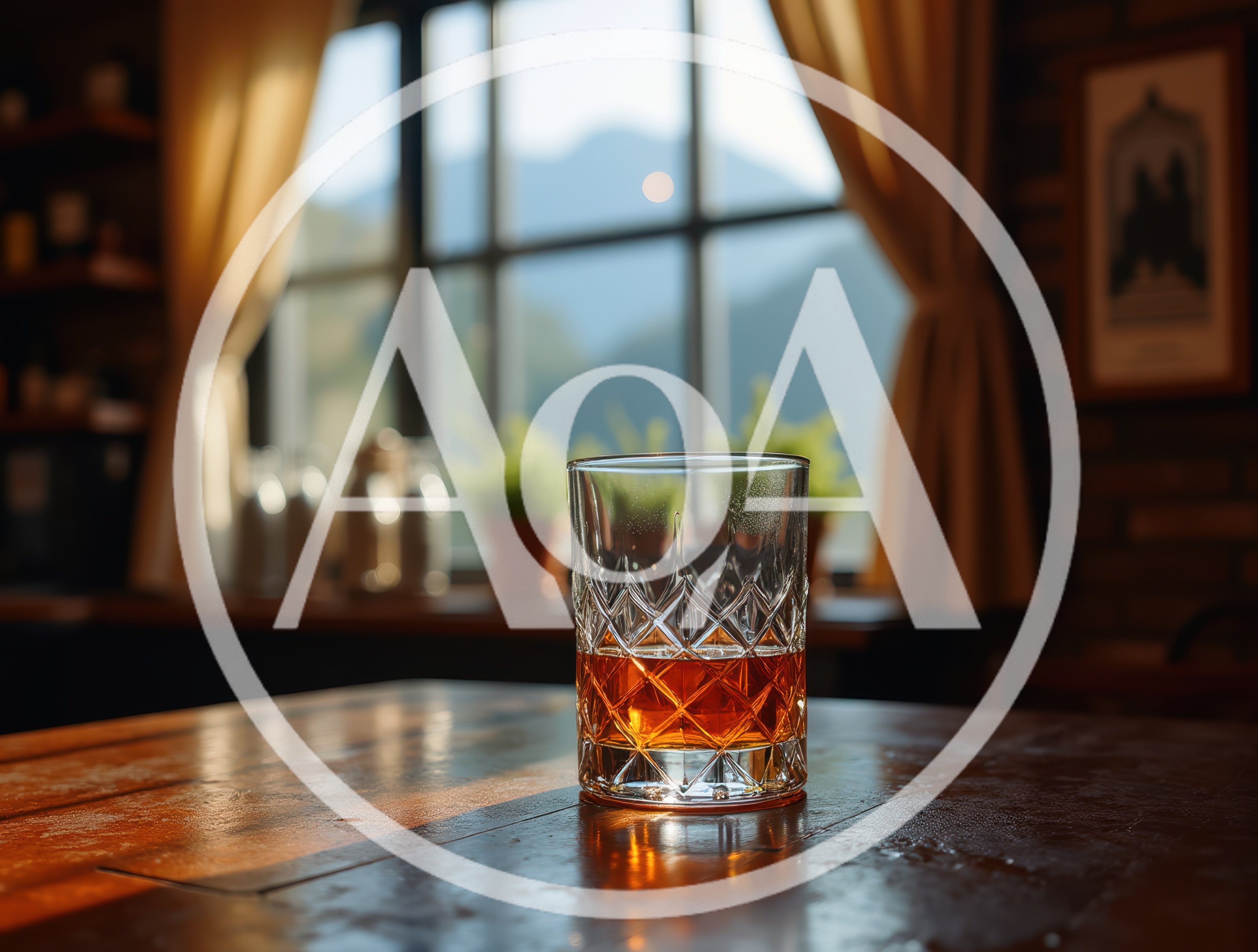 Crystal Whiskey Glass On A Wooden Table