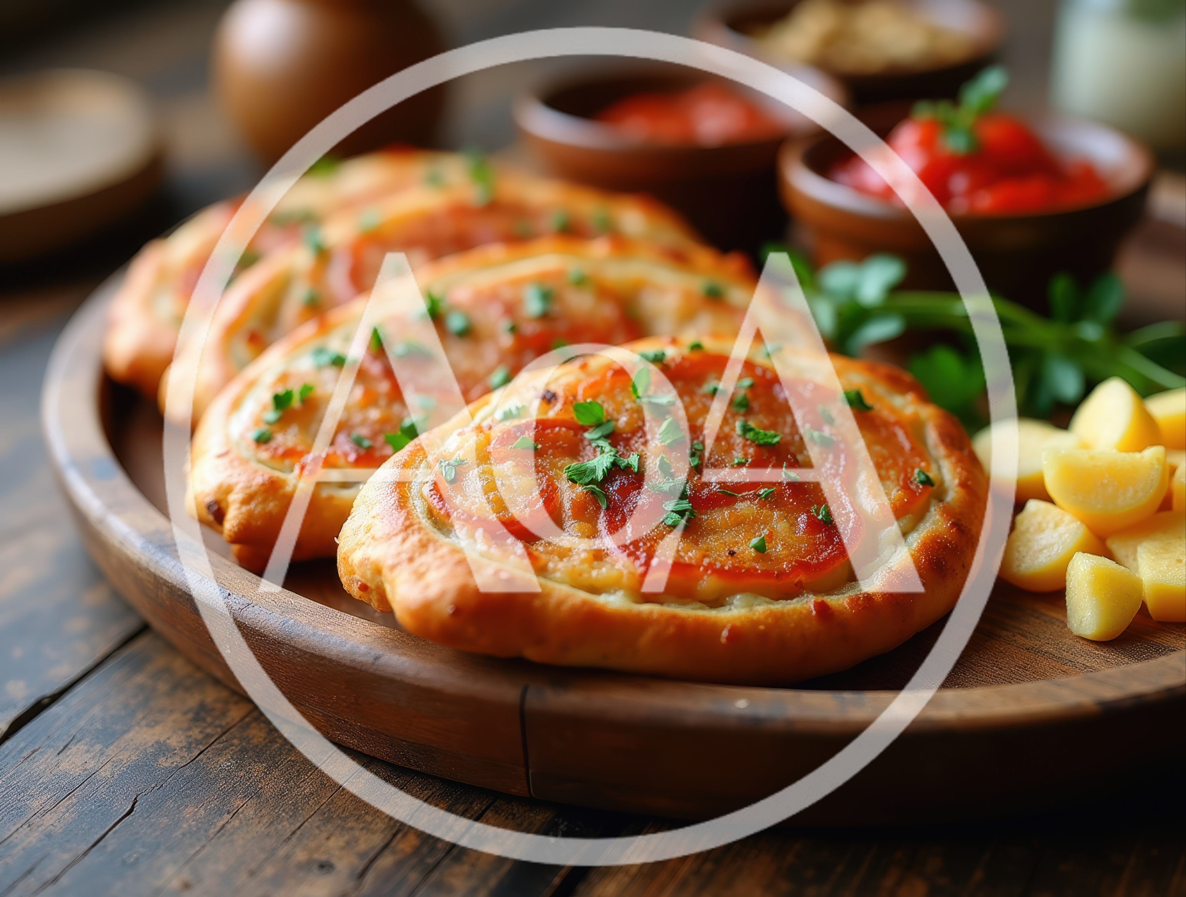 Freshly Baked Savory Flatbreads With Tomato Topping