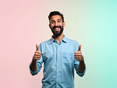 Happy Man Giving Double Thumbs Up