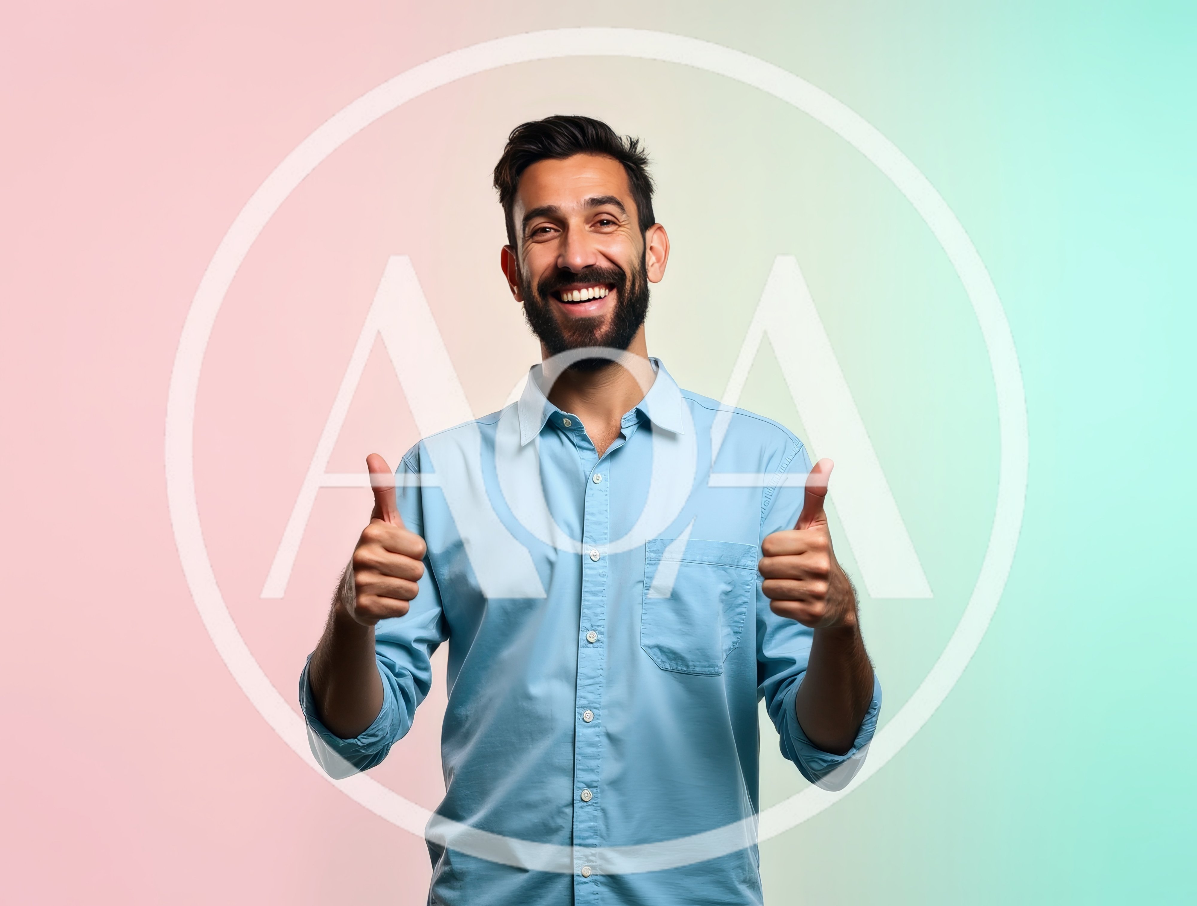 Happy Man Giving Double Thumbs Up