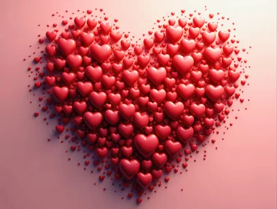 Heart Shaped Collage Made Of Red Hearts