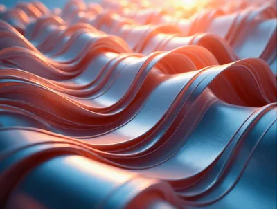 Abstract 3D Wavy Metallic Ribbons Background