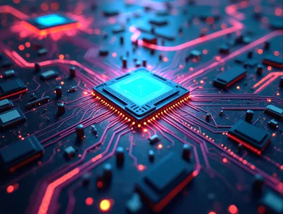 Central Processing Unit on Futuristic Circuit Board