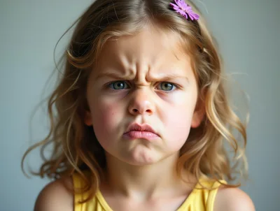 Portrait Of A Grumpy Little Girl