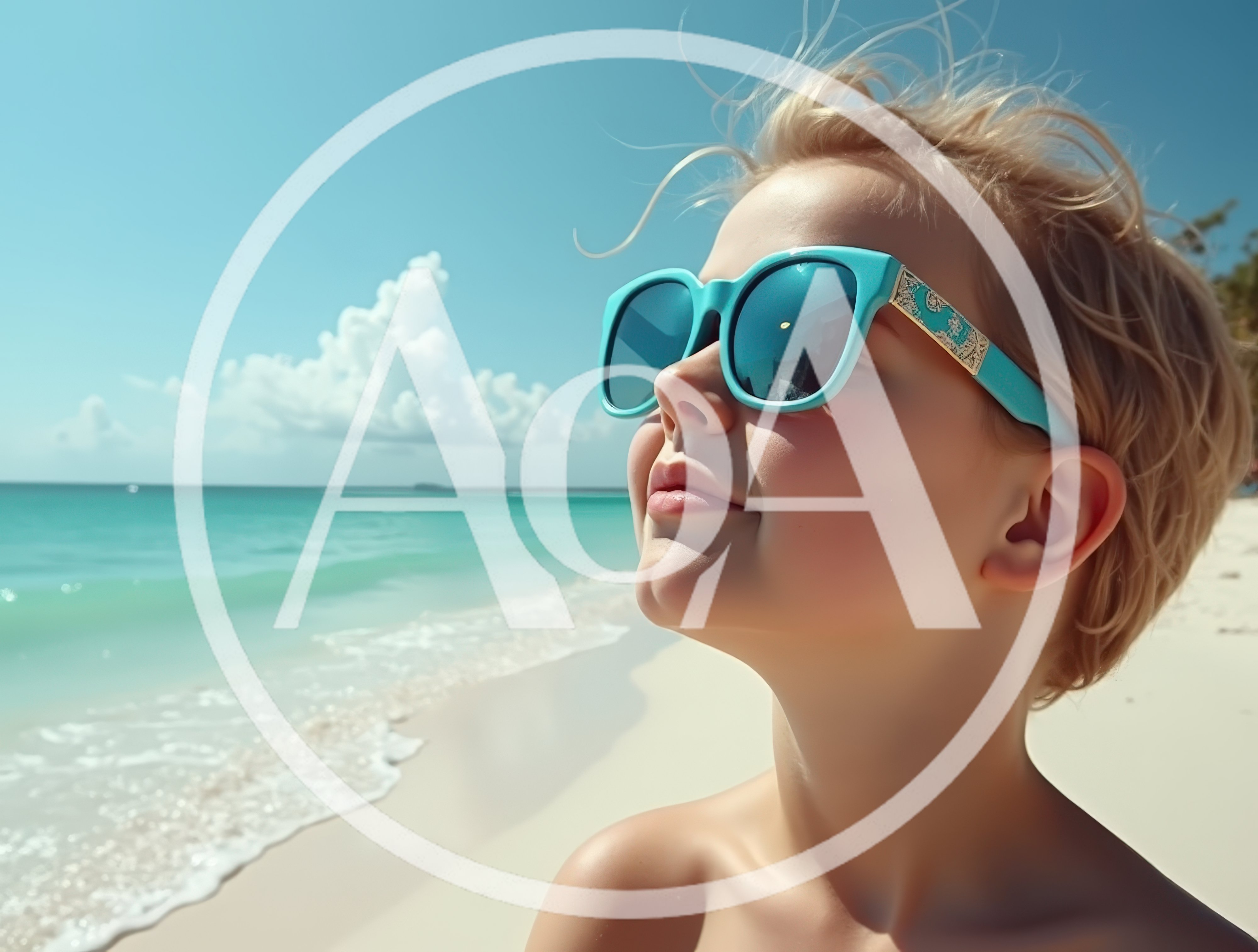 Young Child Wearing Sunglasses Enjoying A Sunny Beach Day