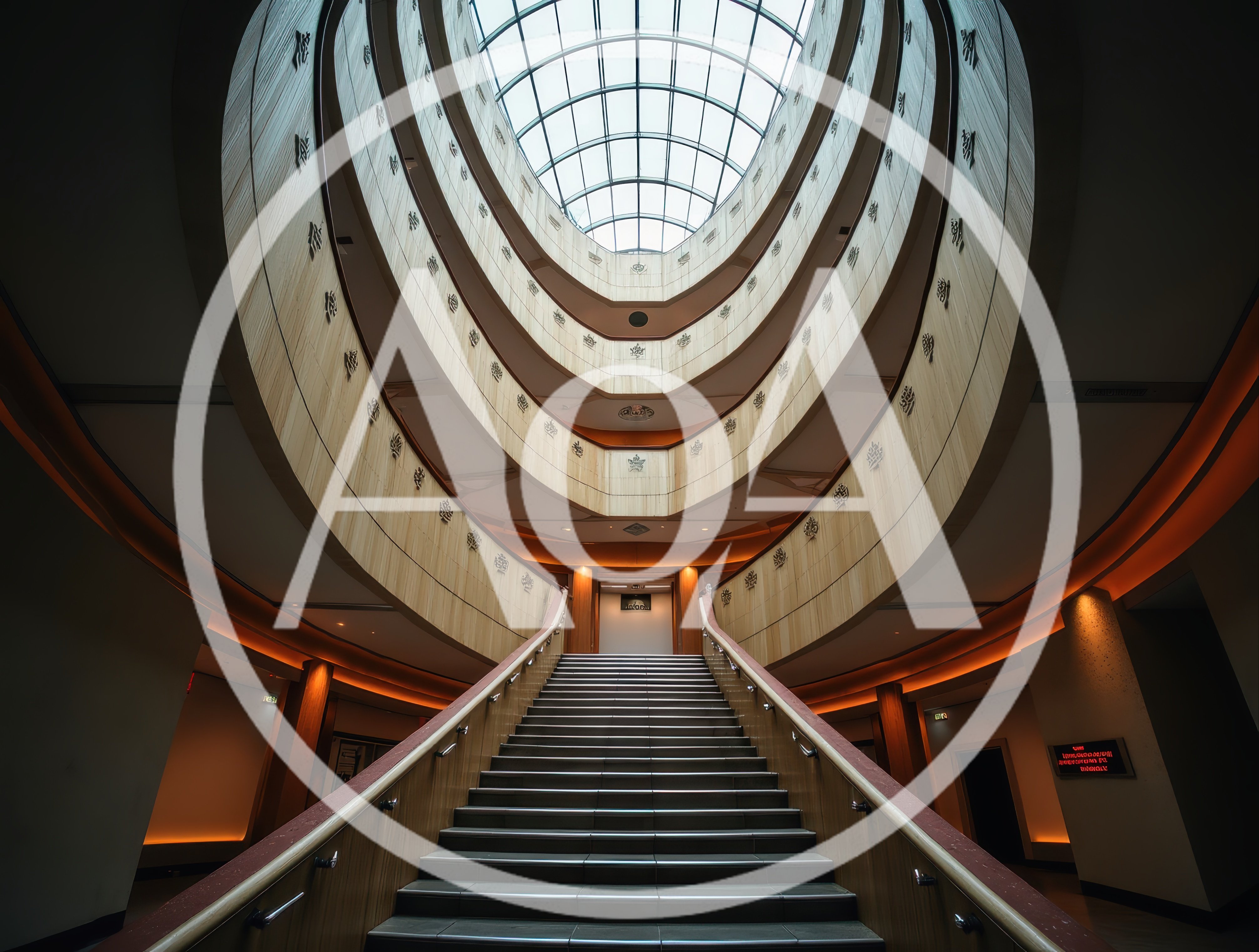 Grand Staircase Inside Modern Circular Atrium