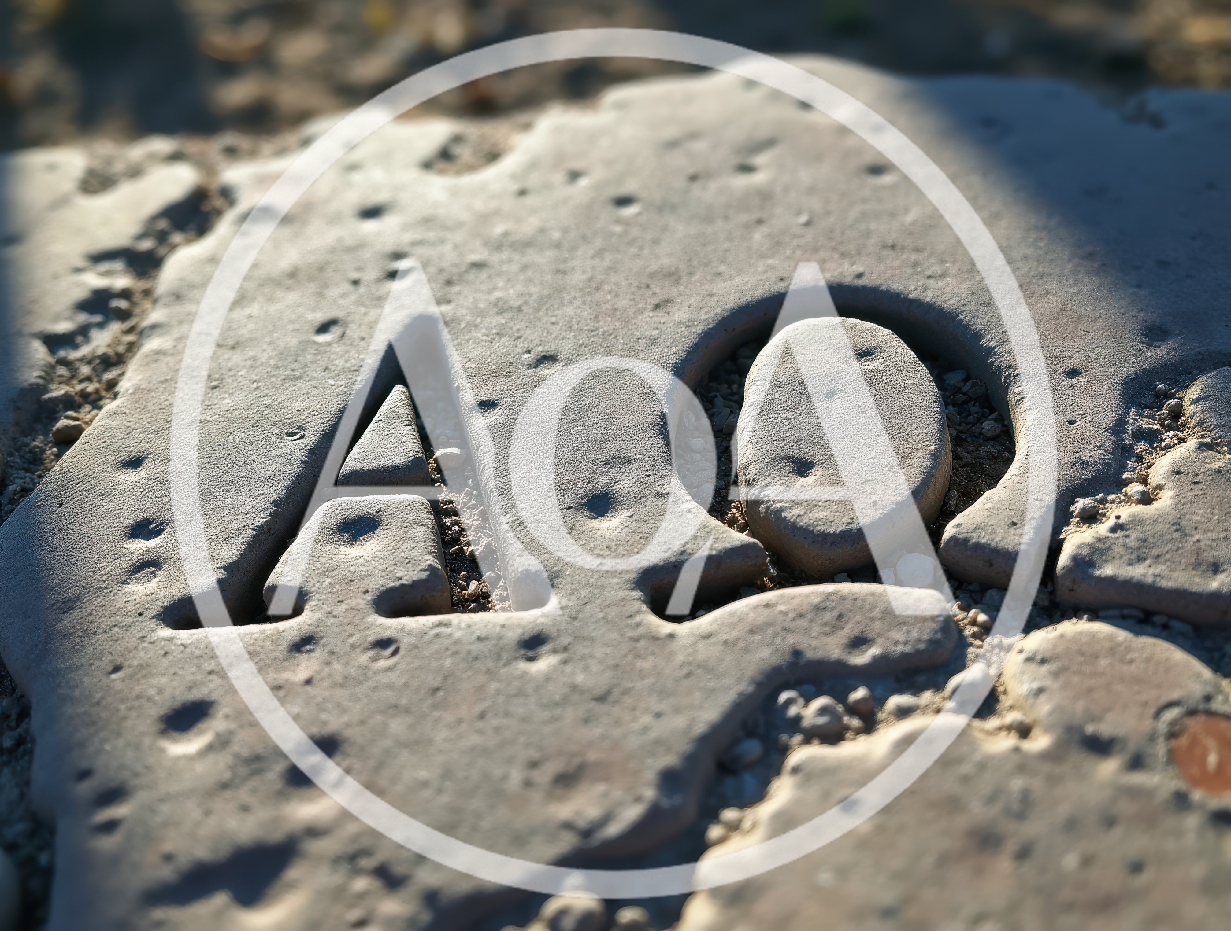 Engraved Stone Slab With Alpha And Omega Symbols