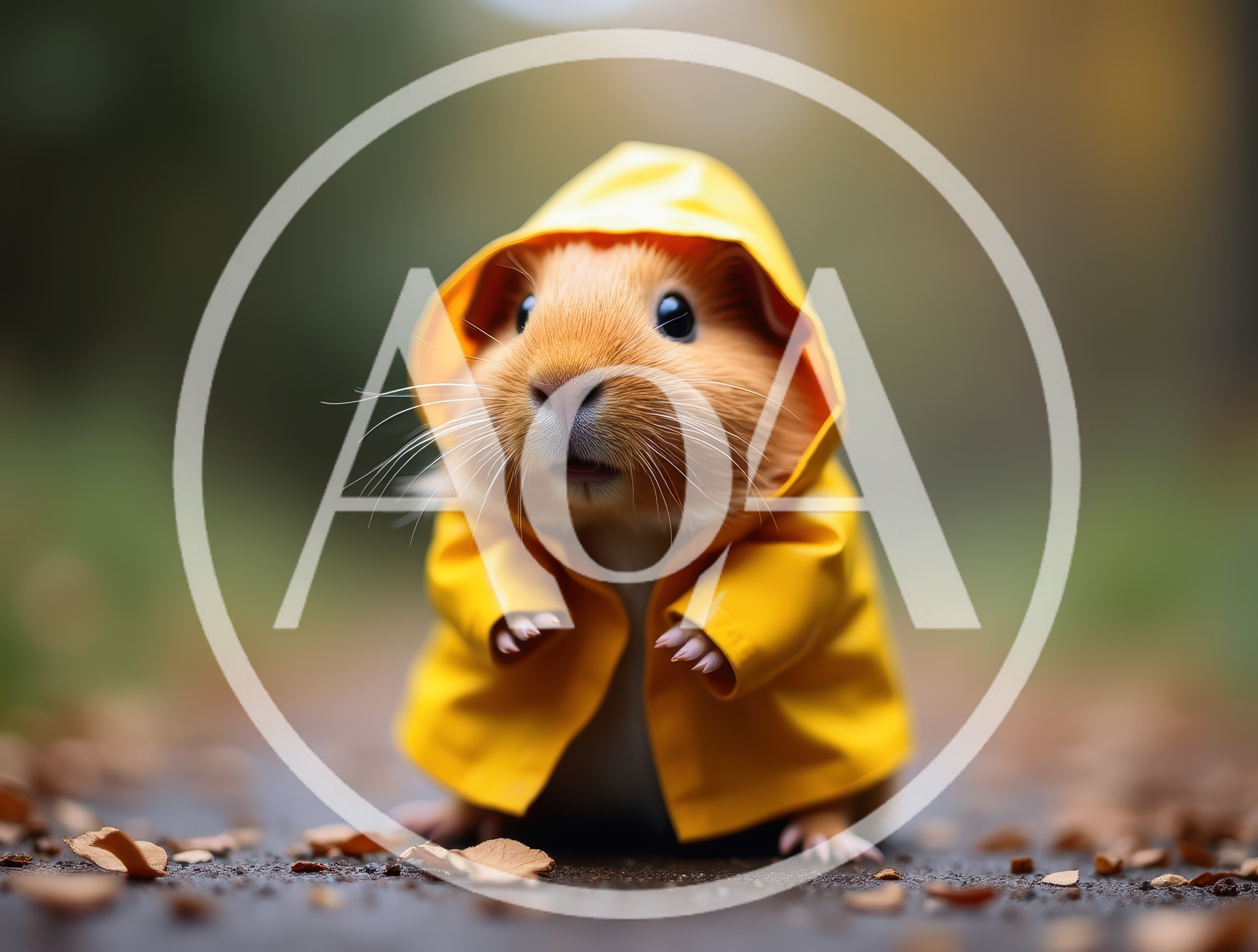 Cute Guinea Pig Wearing A Yellow Raincoat