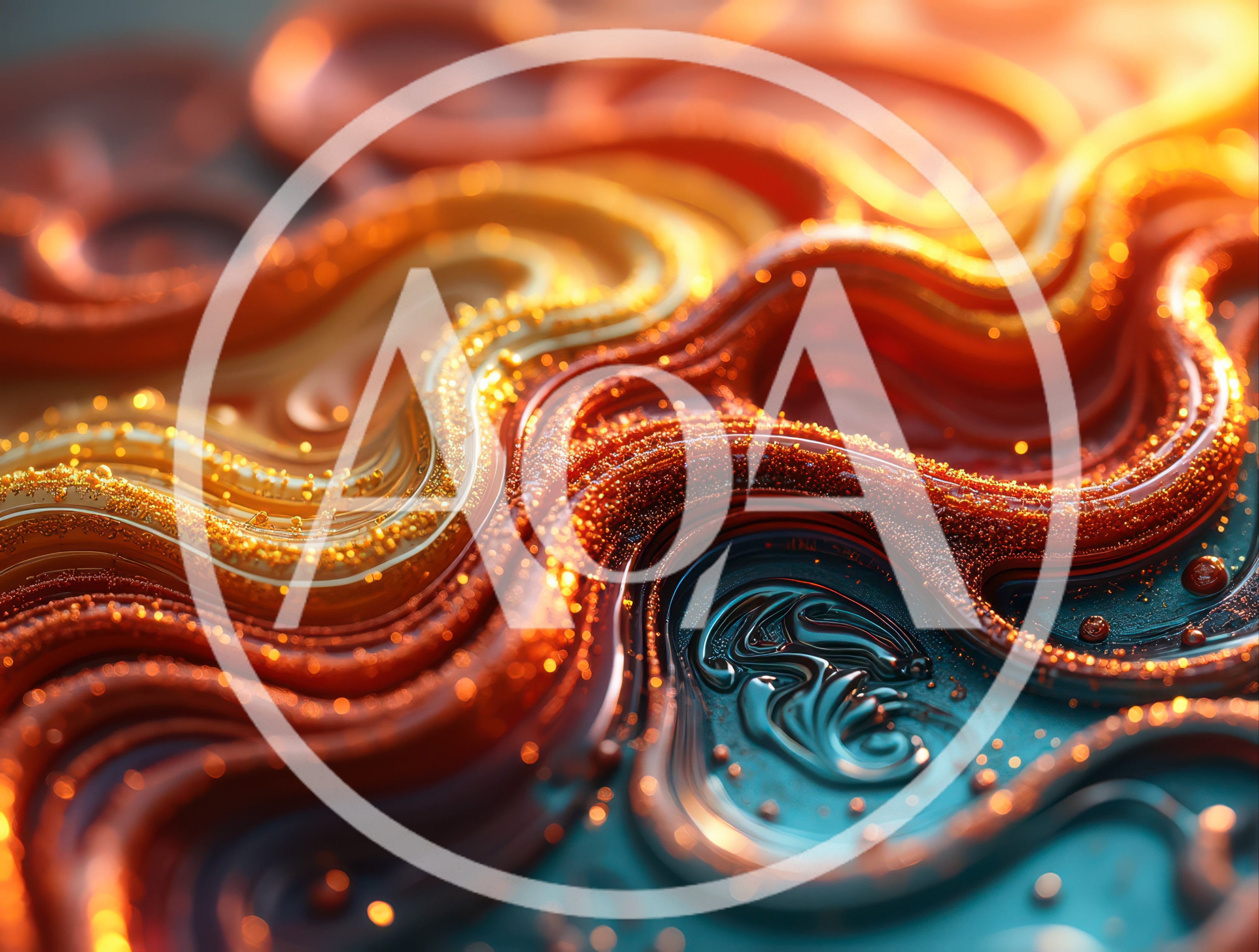 Abstract Fluid Motion With Golden Glitter Particles