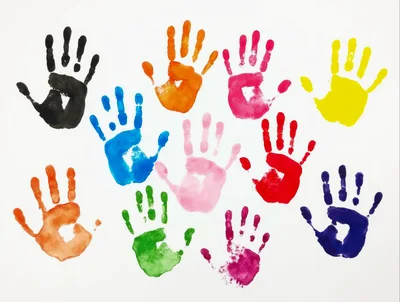 Colorful Handprints On A White Background