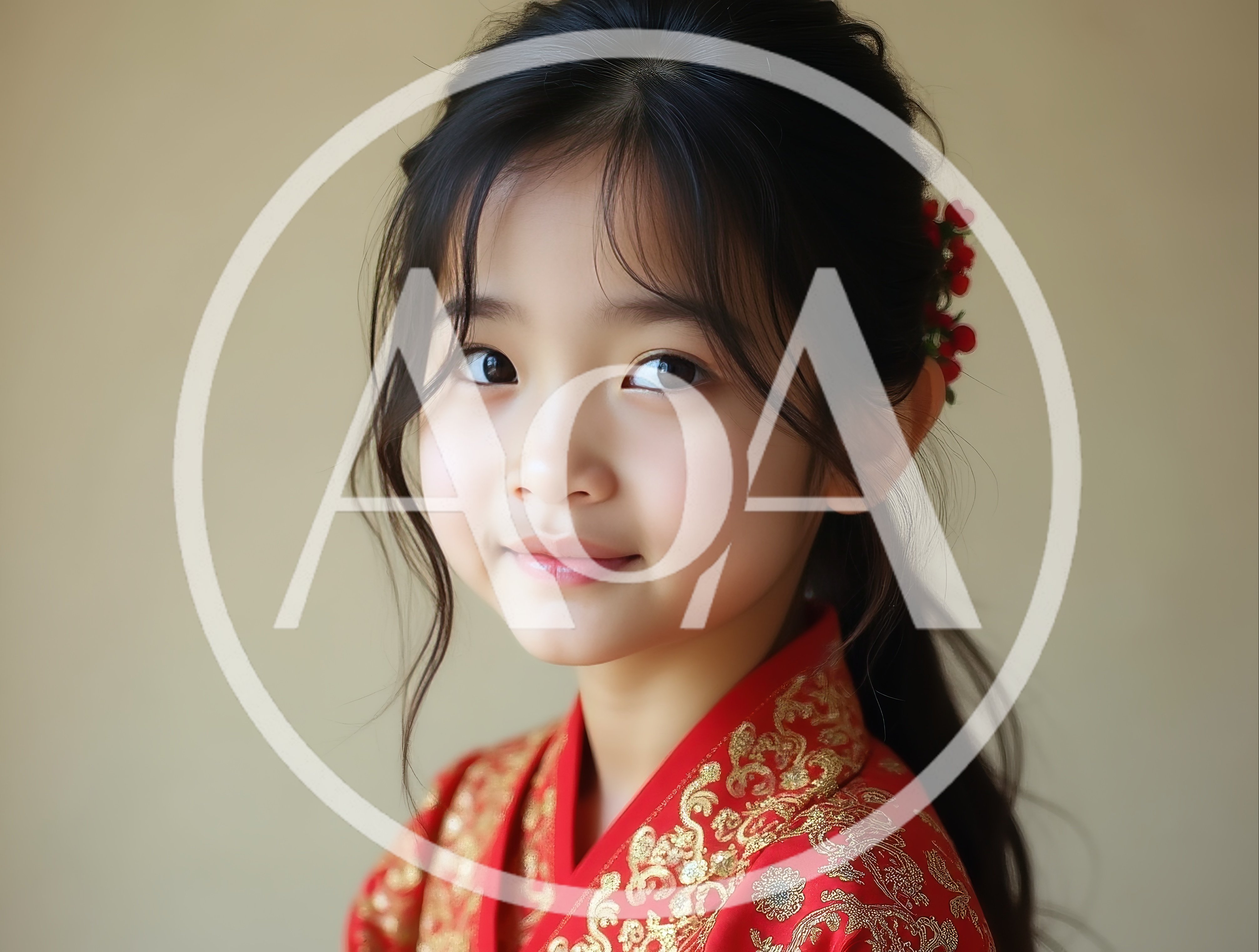 Portrait Of A Young Asian Girl In Traditional Clothing
