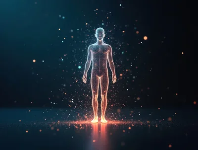 Digital Human Silhouette Formed By Glowing Particles