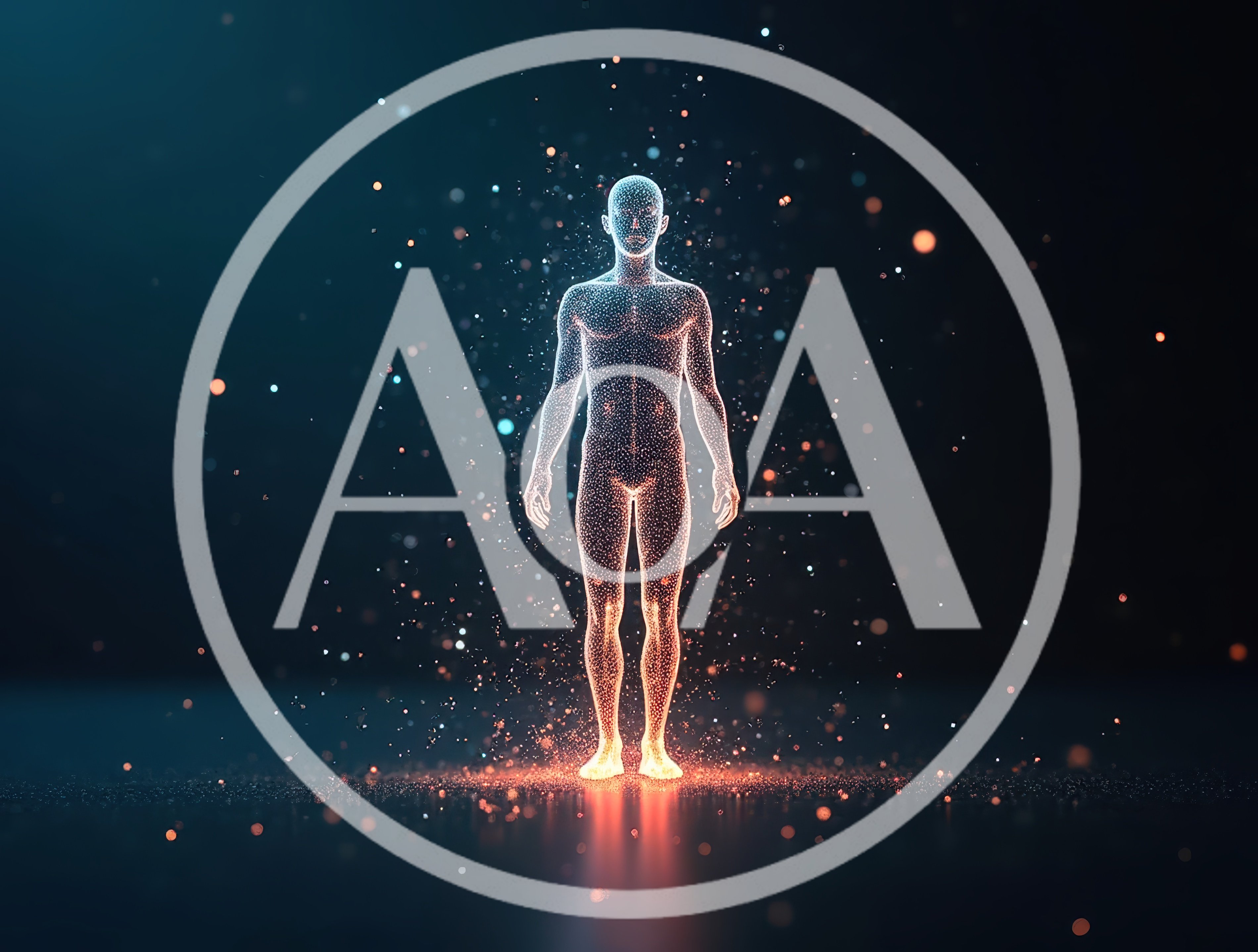 Digital Human Silhouette Formed By Glowing Particles