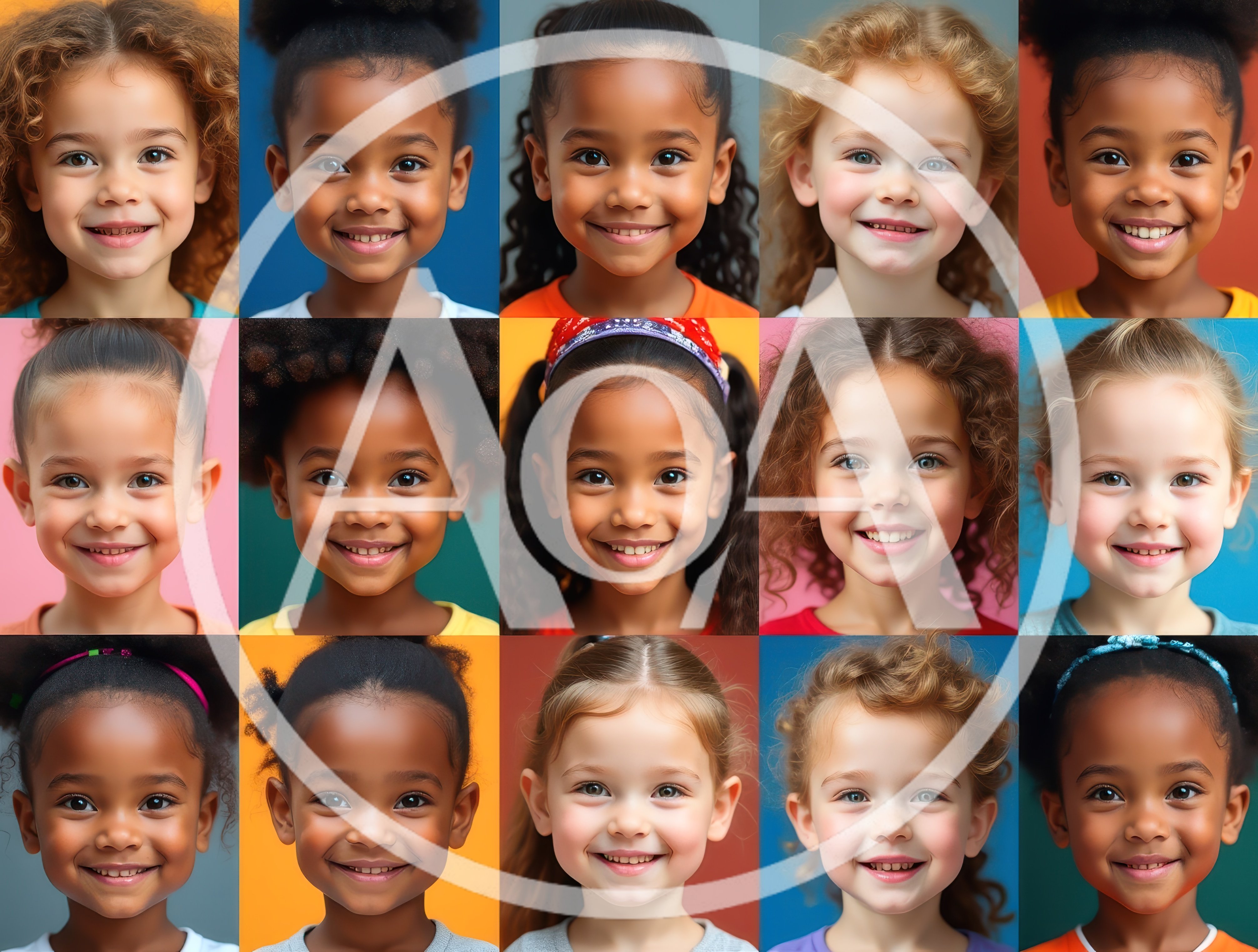Diverse Group Of Smiling Young Children Portraits