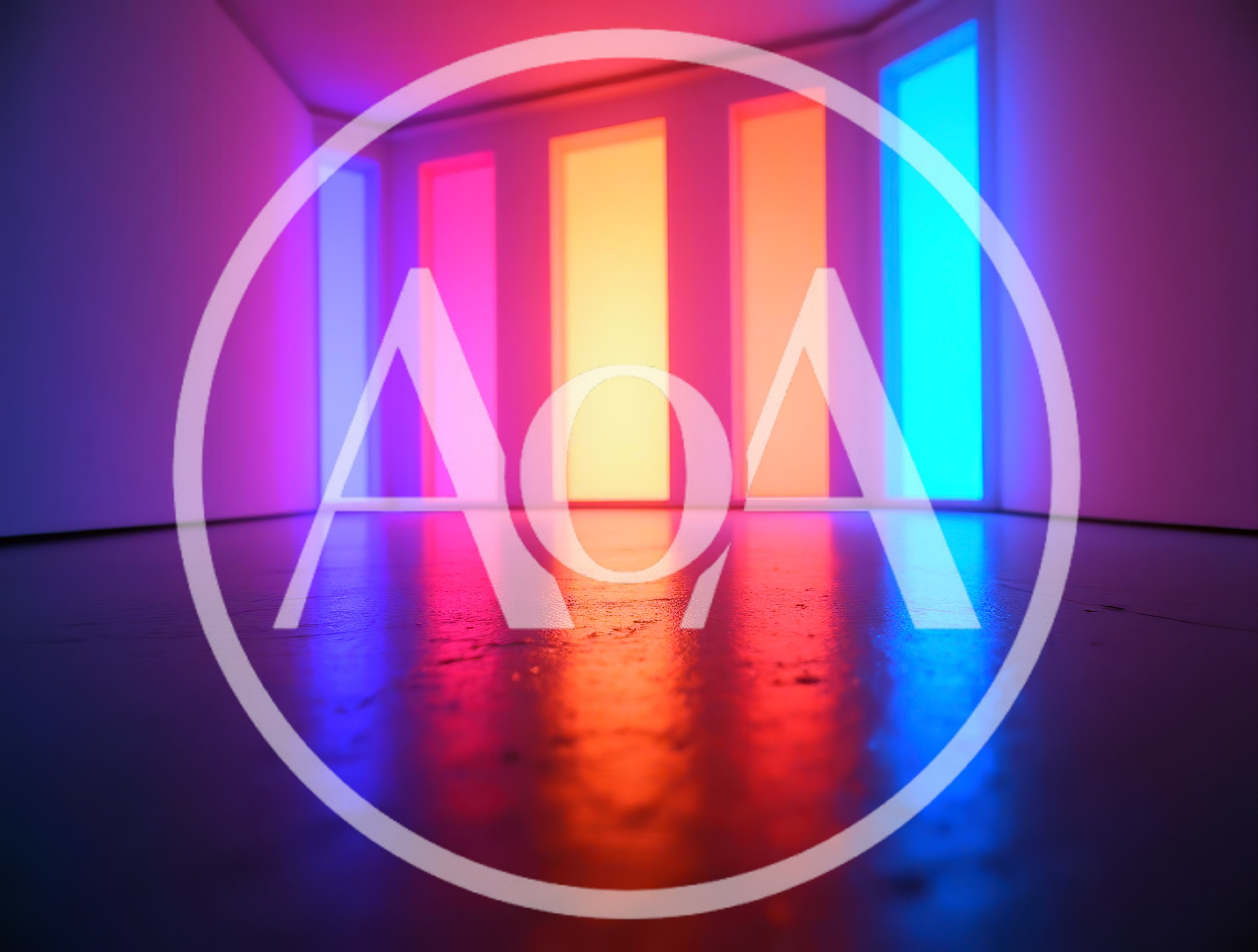 Abstract Interior Room With Vibrant Neon Light Panels