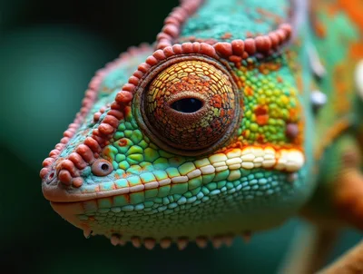 Macro Close Up Of A Vibrant Panther Chameleon