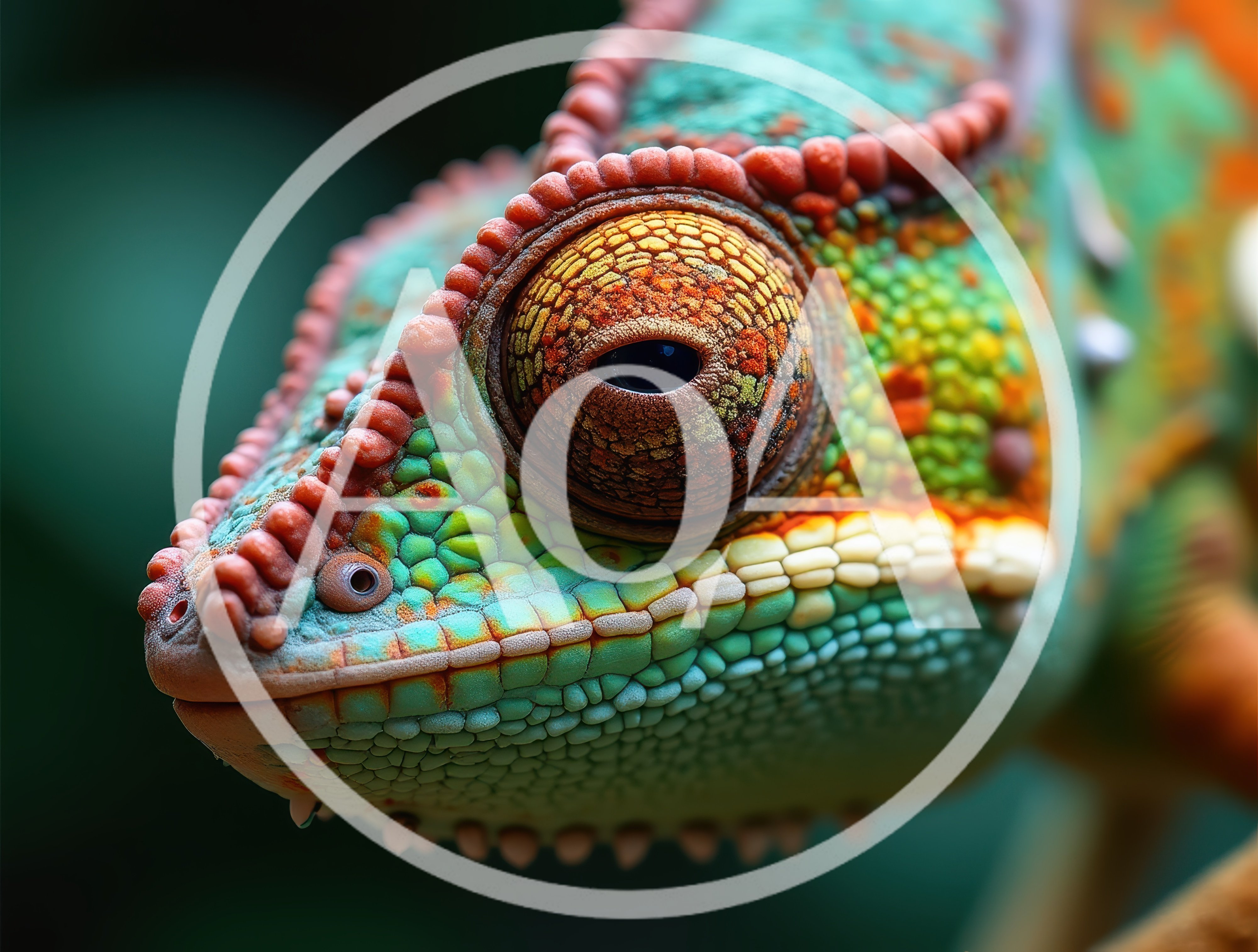 Macro Close Up Of A Vibrant Panther Chameleon
