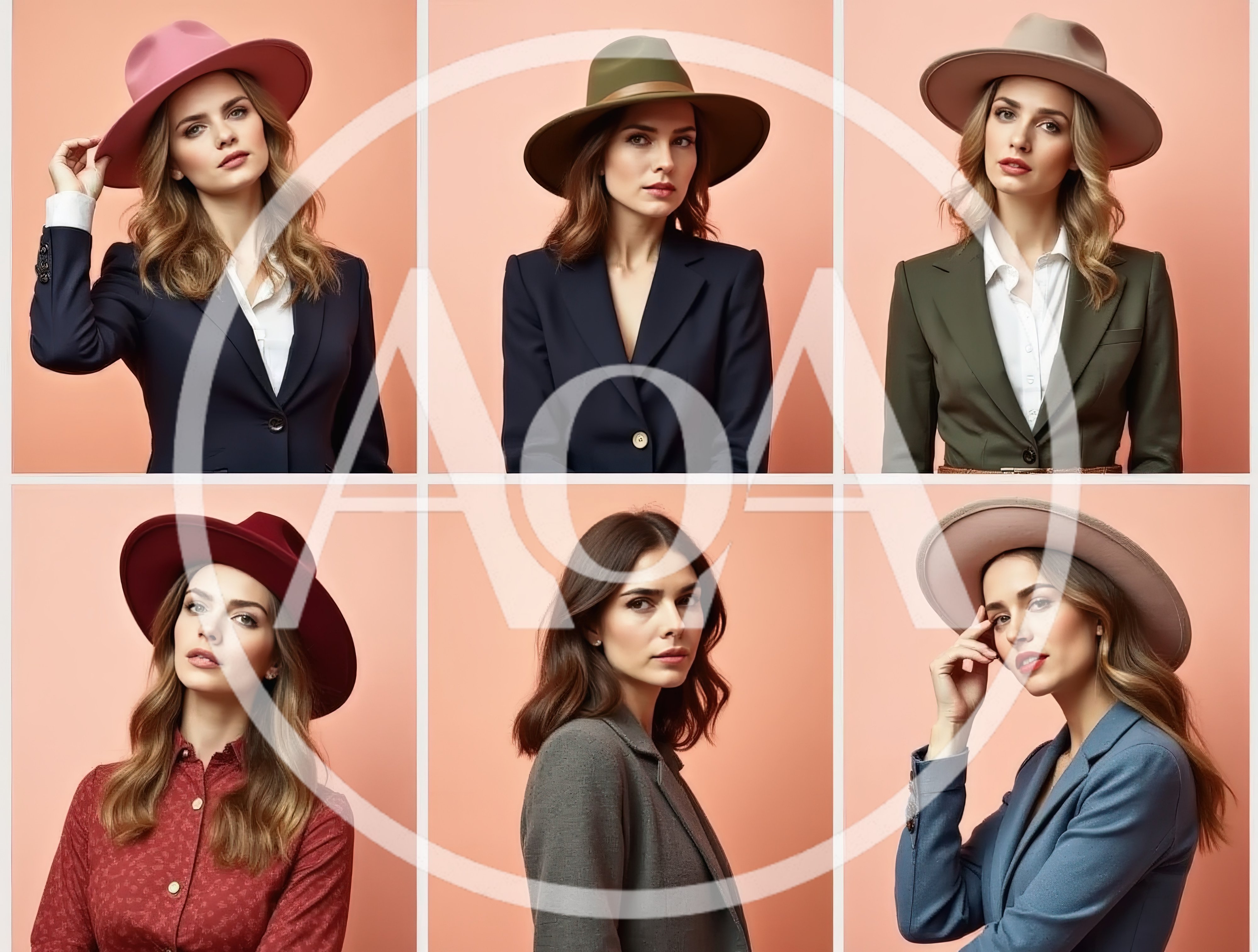 Collage Of A Stylish Woman Wearing Various Hats