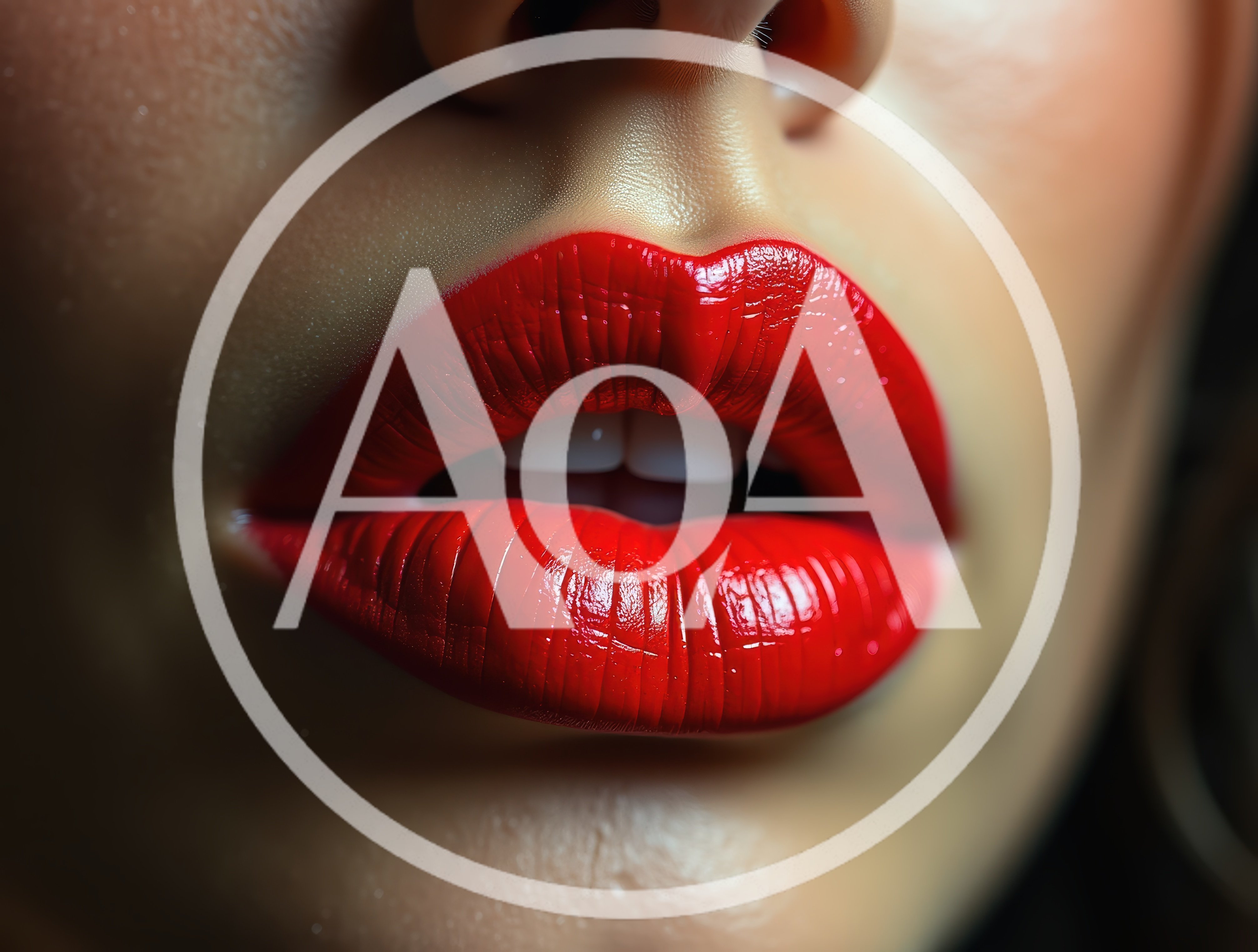 Close Up Of Woman With Glossy Red Lips