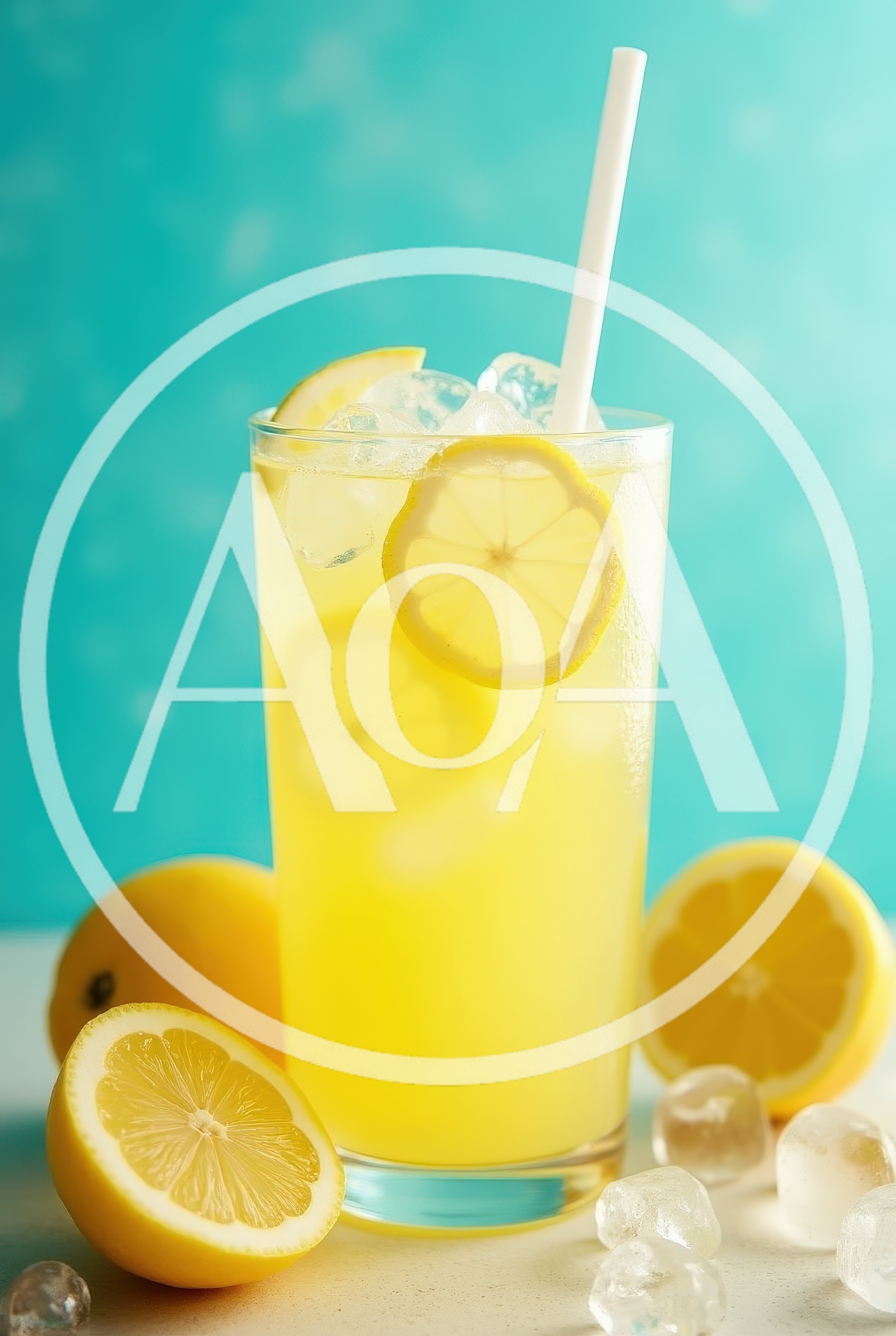 Refreshing Glass Of Lemonade With Ice And Lemon Slices