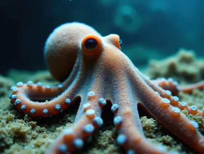 Close Up Of An Orange Octopus On The Ocean Floor