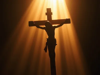 Silhouette Of Jesus Christ On The Cross