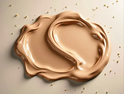 Liquid Foundation Makeup Swatch With Gold Flakes
