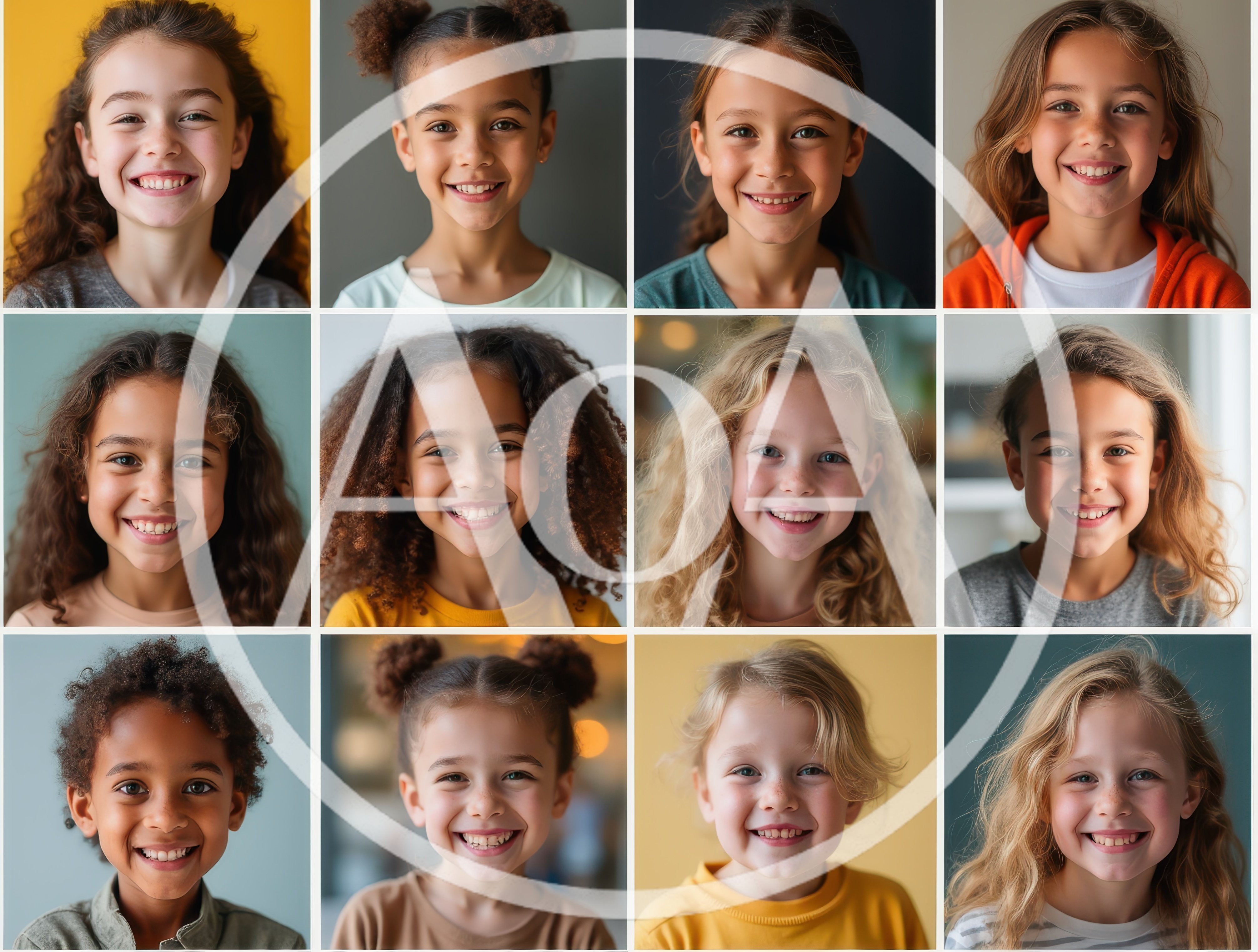 Diverse Children Smiling Portraits Collage