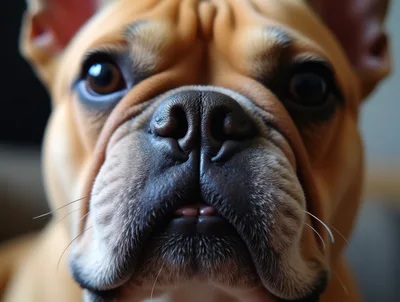 Close Up Portrait Of A French Bulldog