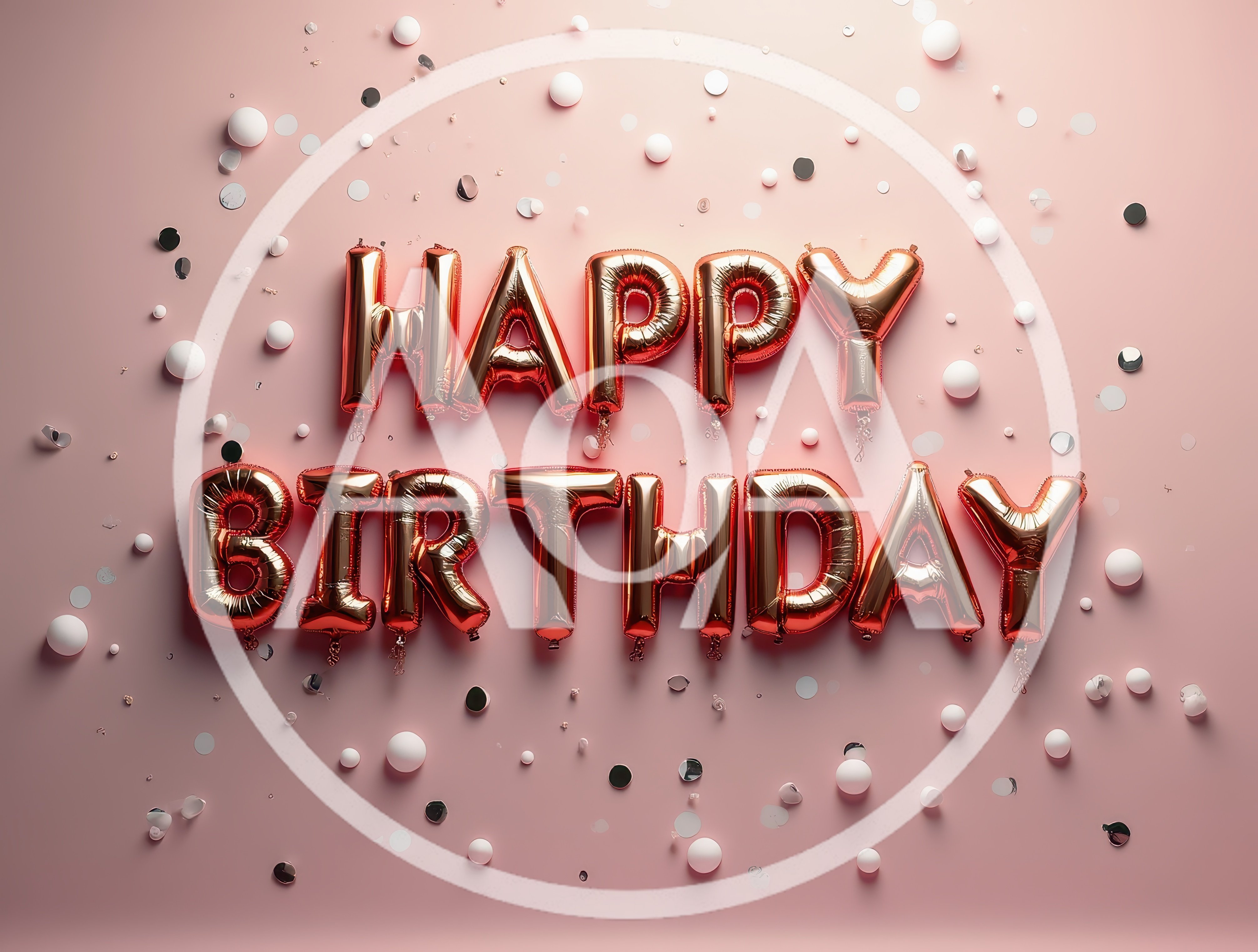 Rose Gold Happy Birthday Foil Balloons On Pink Background